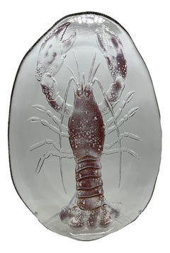 Two Lobster Plates in Clear Glass, Sweden, Mid-20th Century