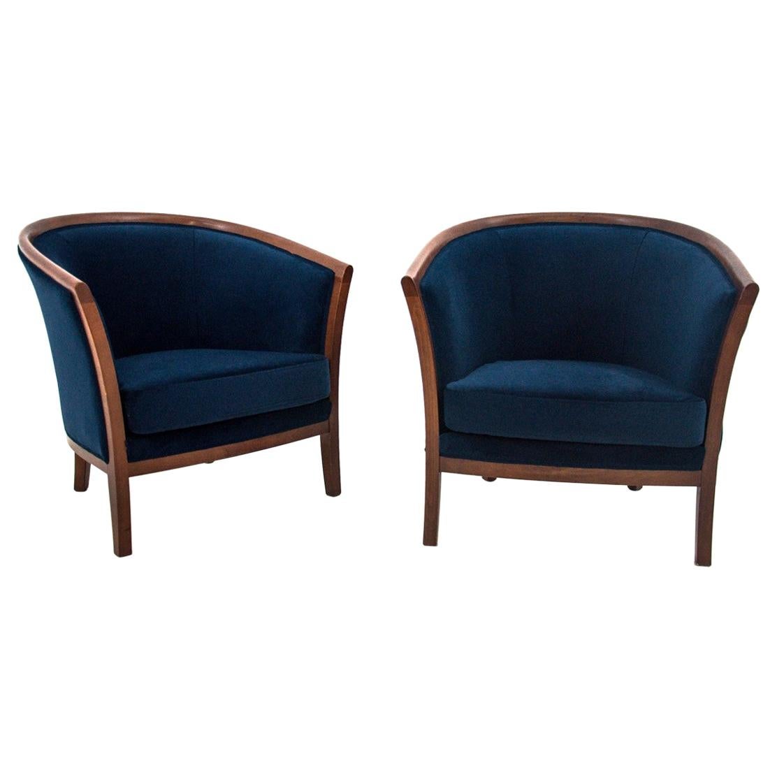 Two Louis Phillipe Bergère Armchairs, Northern Europe, circa 1900, Renovated