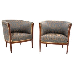 Two Louis Phillipe Bergere Armchairs, Northern Europe, circa 1920, after Renovat