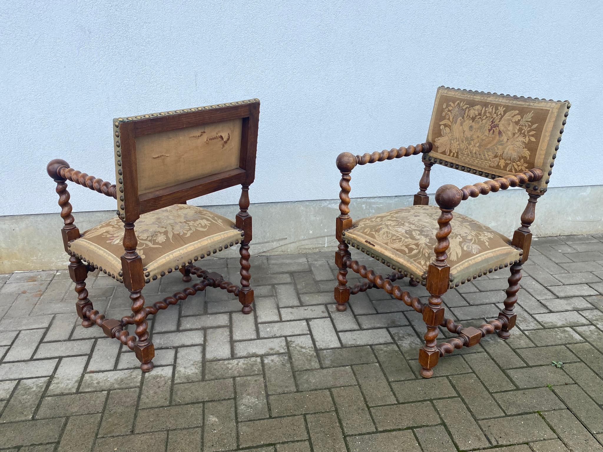 Two Louis XIII Style Armchairs, circa 1900 For Sale 8