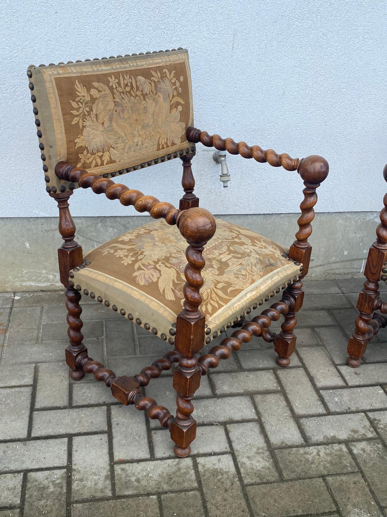 Two Louis XIII Style Armchairs, circa 1900 For Sale 1
