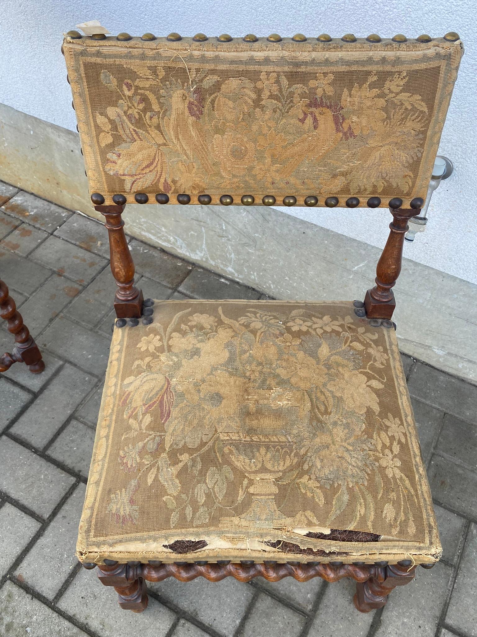Two Louis XIII Style chairs, circa 1900 For Sale 4