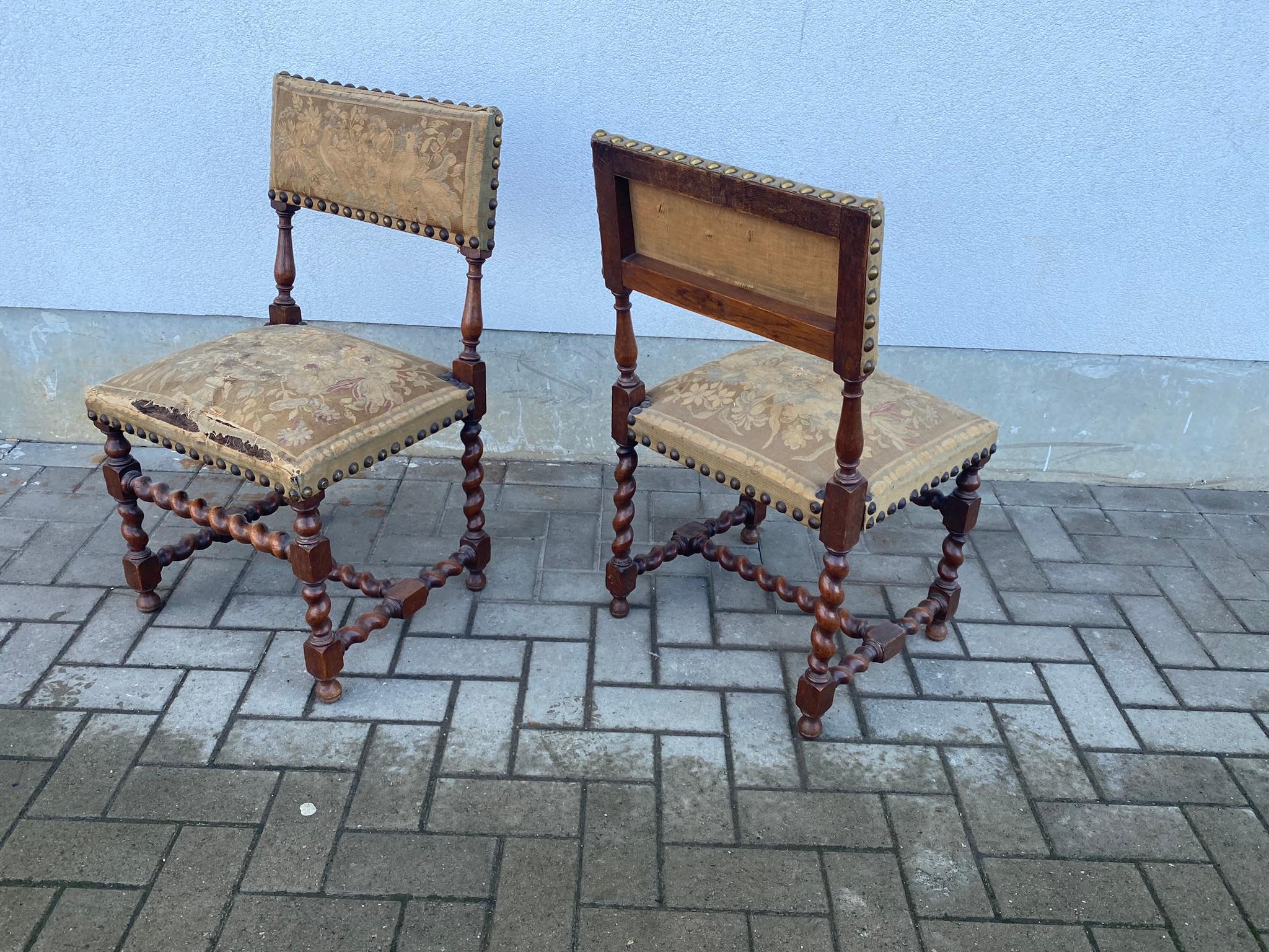 Two Louis XIII Style chairs, circa 1900 For Sale 5
