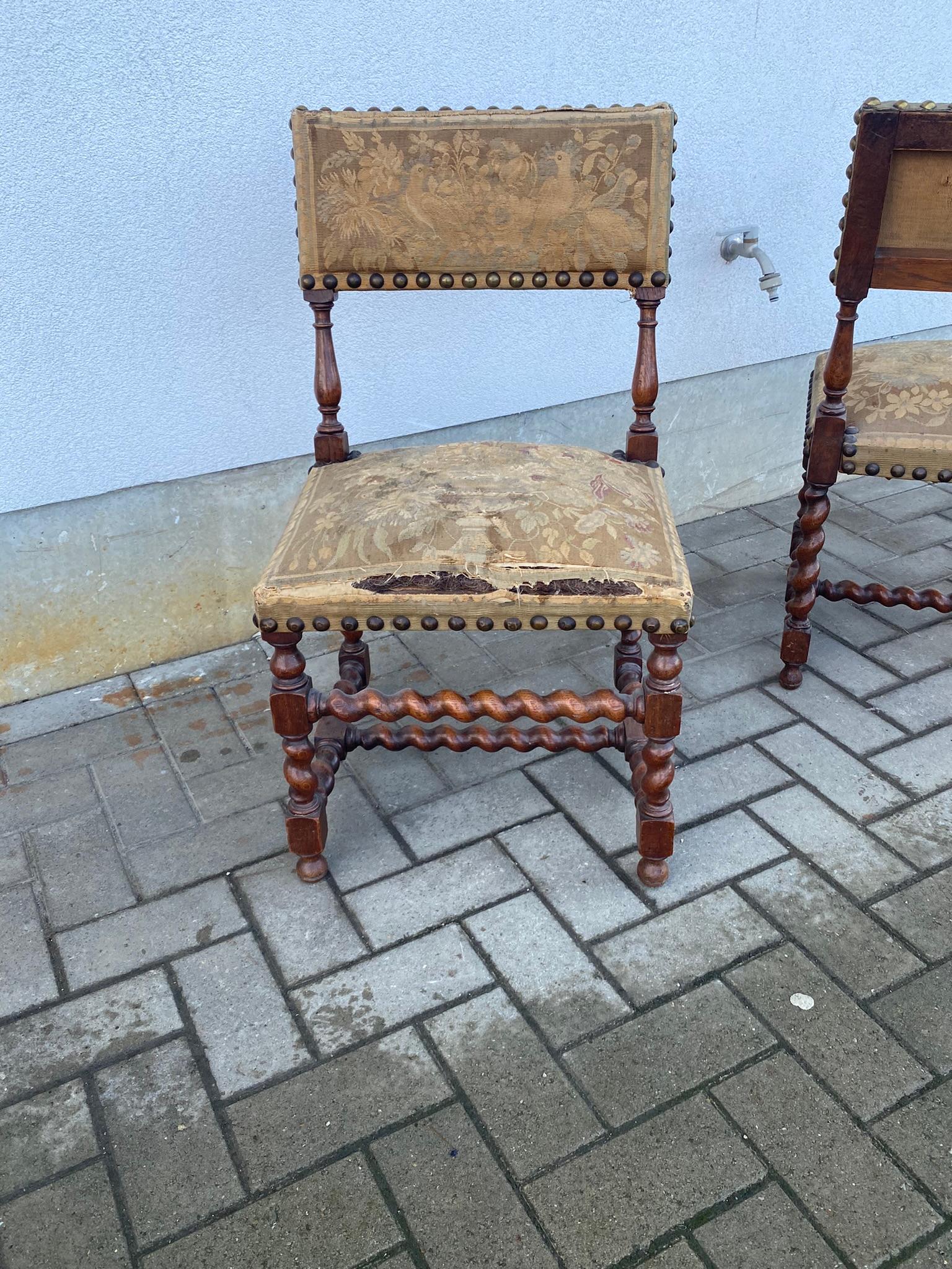 Two Louis XIII Style chairs, circa 1900 For Sale 6