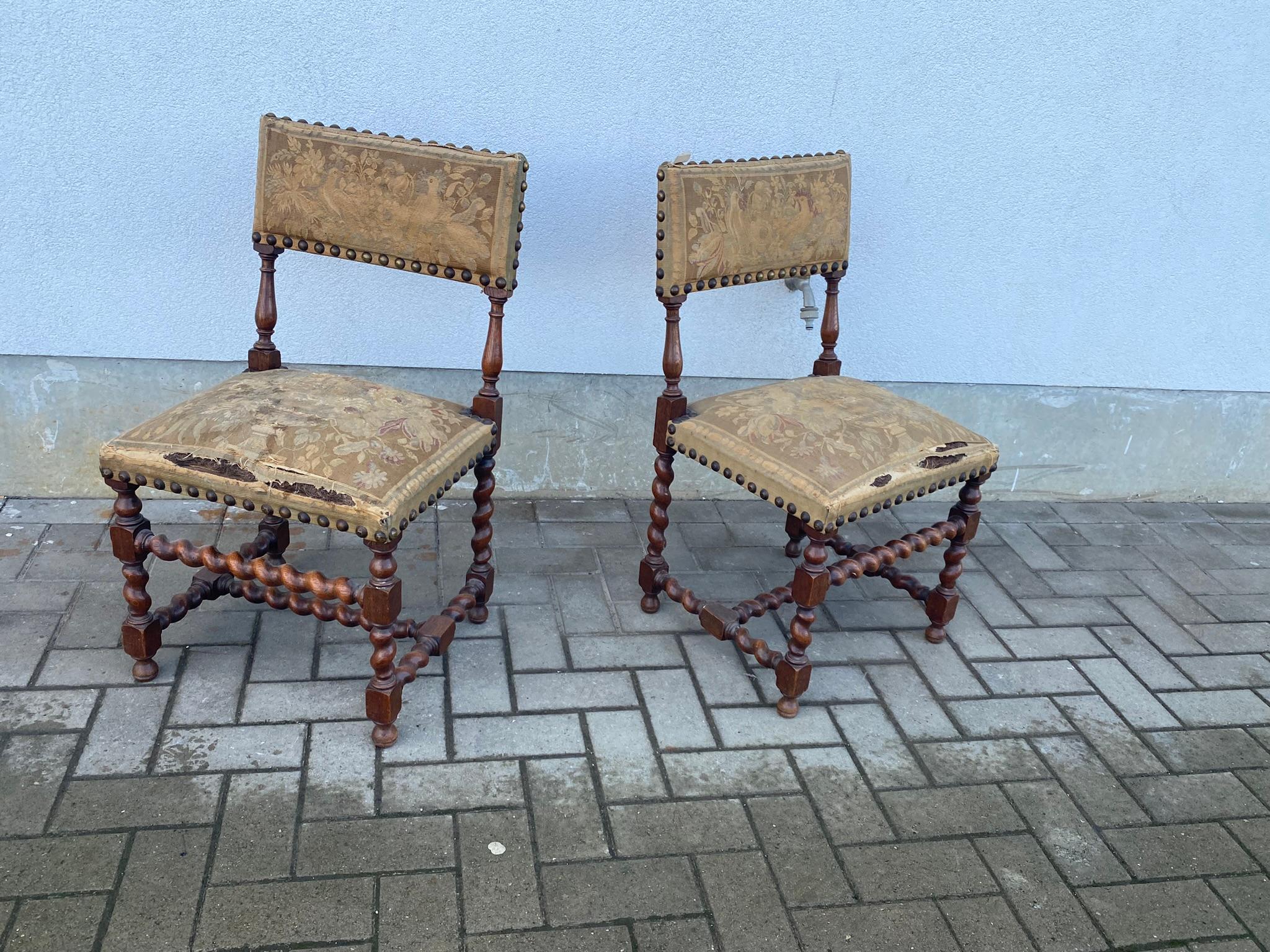 Two Louis XIII style chairs, circa 1900.
 