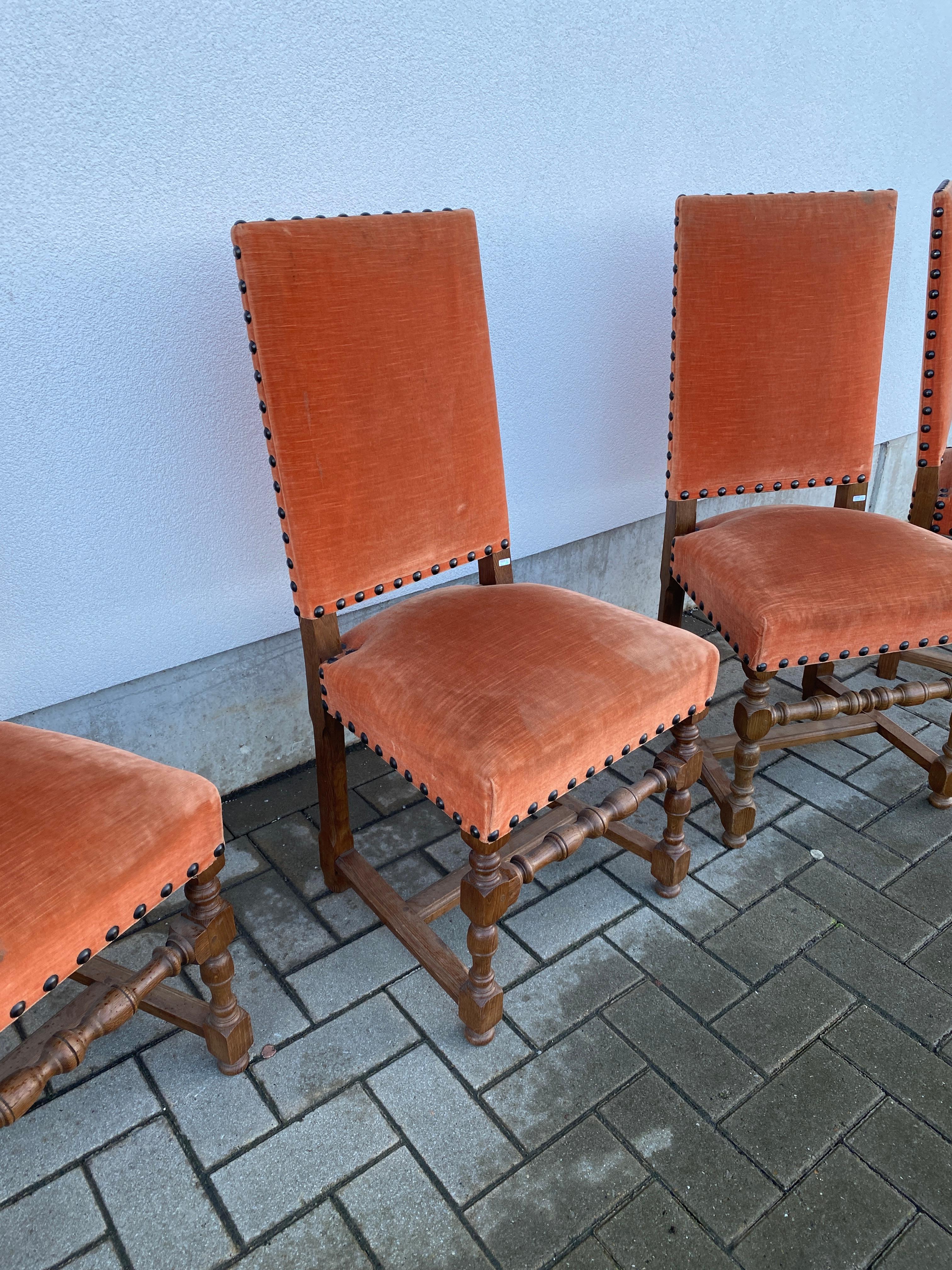 Oak Two Louis XIII Style chairs, circa 1900 For Sale