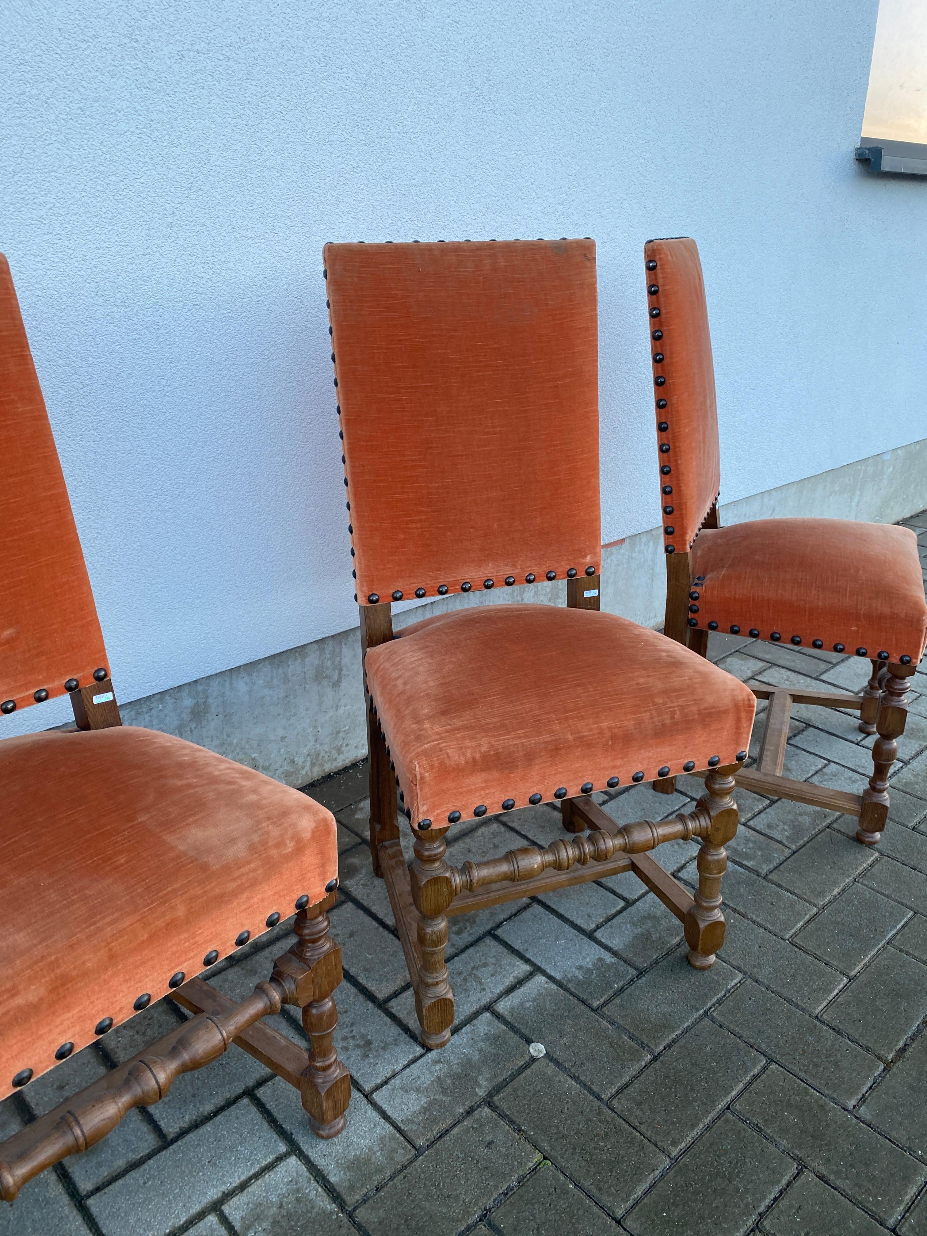 Two Louis XIII Style chairs, circa 1900 For Sale 2