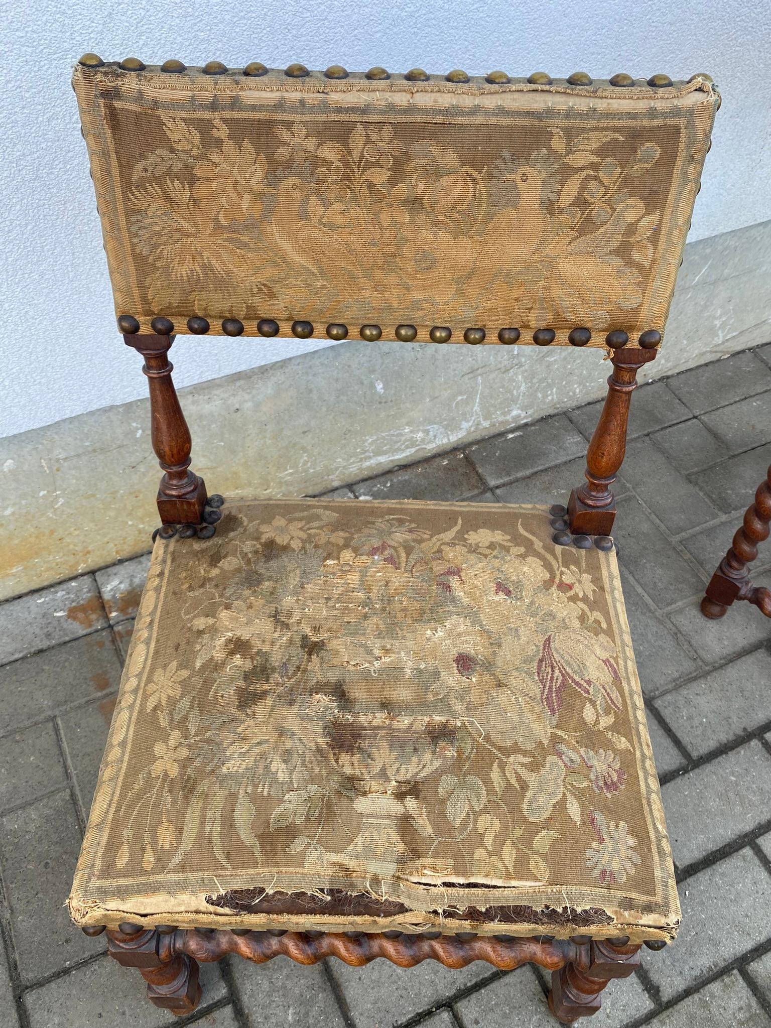 Two Louis XIII Style chairs, circa 1900 For Sale 3