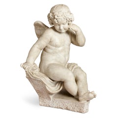 Two Louis XV Period Rococo Style Marble Sculptures of Cherubs