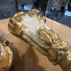 Dos palmereros sicilianos Luis XV de madera lacada en blanco y dorada