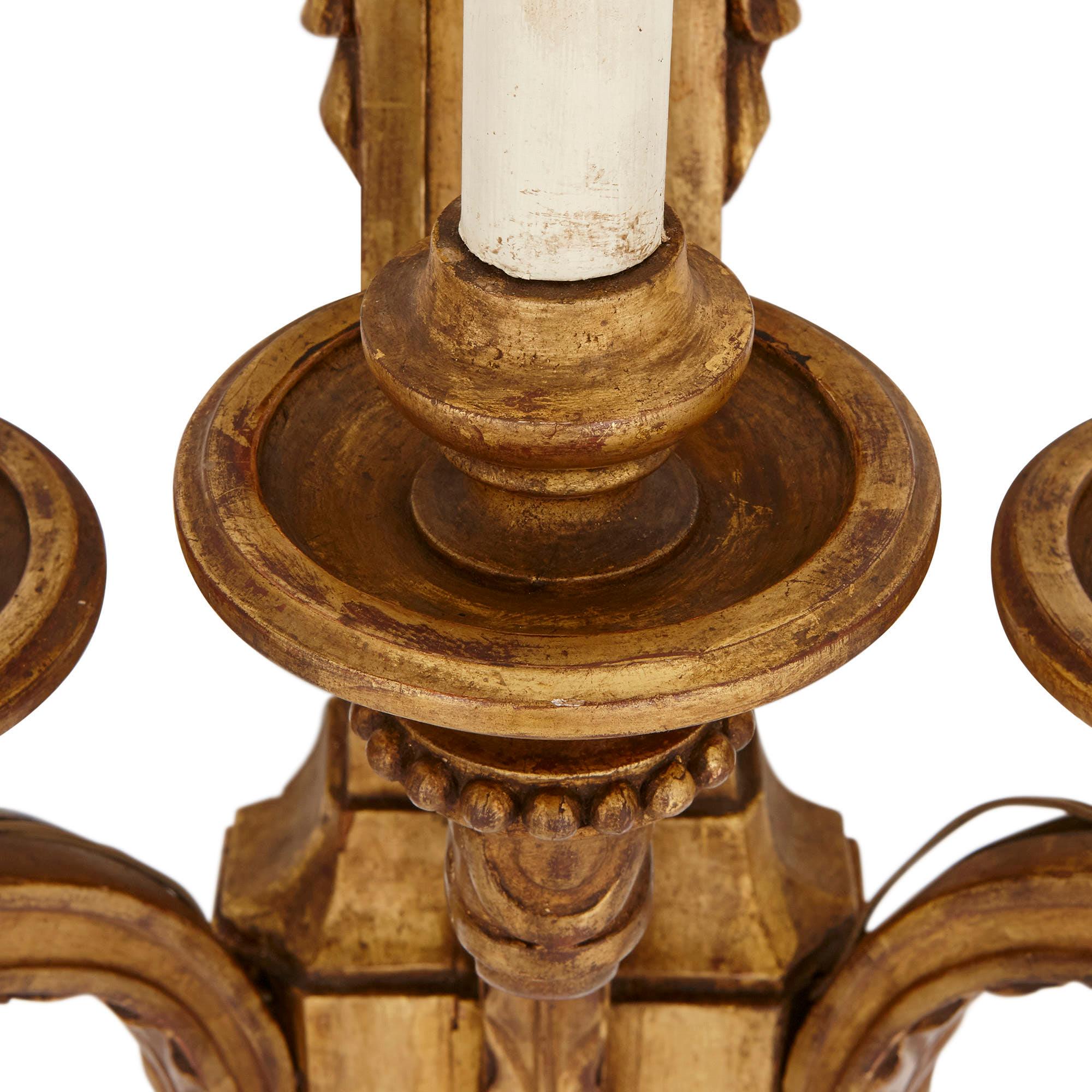 Two Louis XVI Style Carved Giltwood Wall Sconces In Good Condition For Sale In London, GB