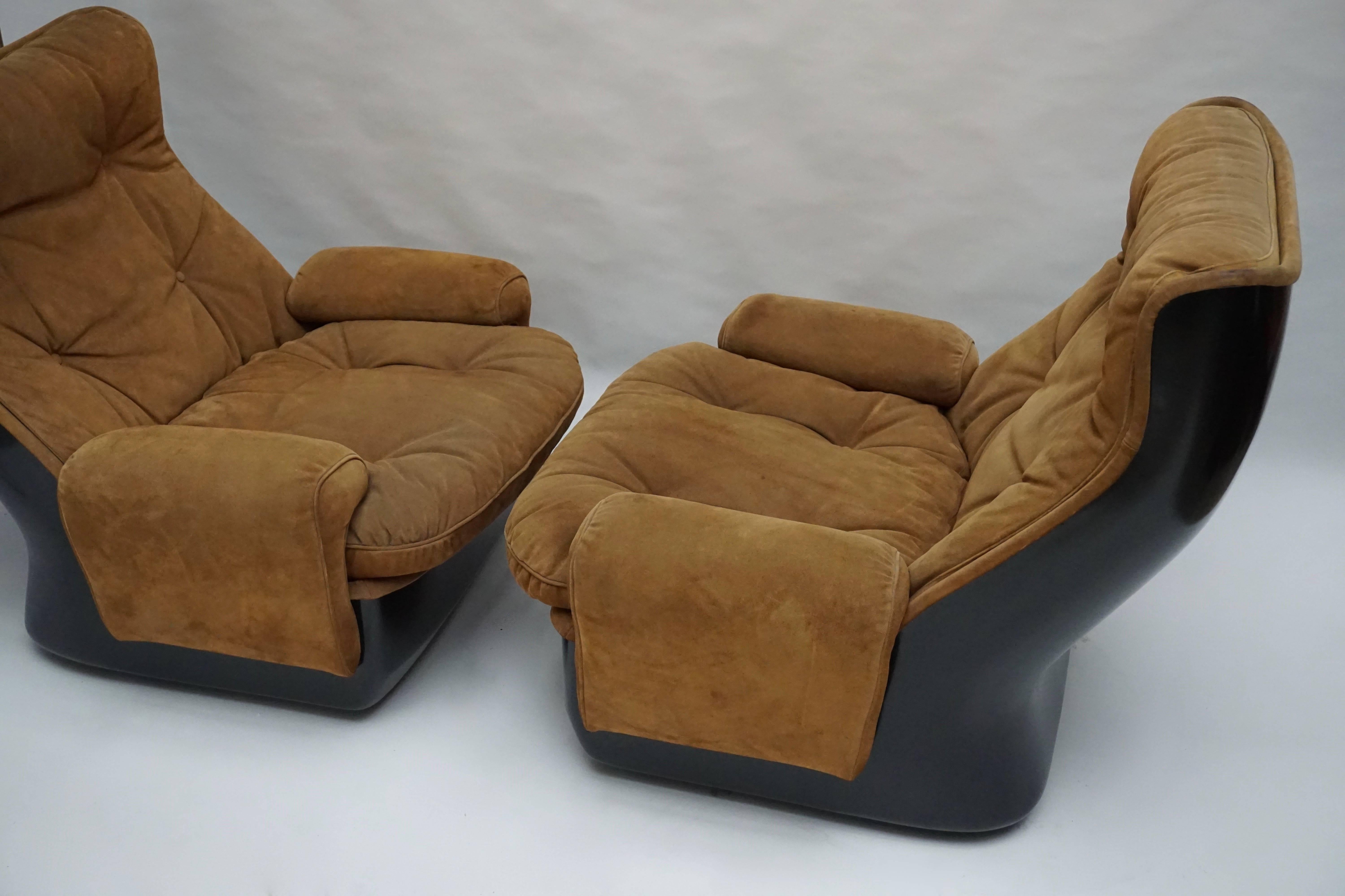 Two Lounge Chairs by Airborne International, circa 1970s In Good Condition For Sale In Antwerp, BE