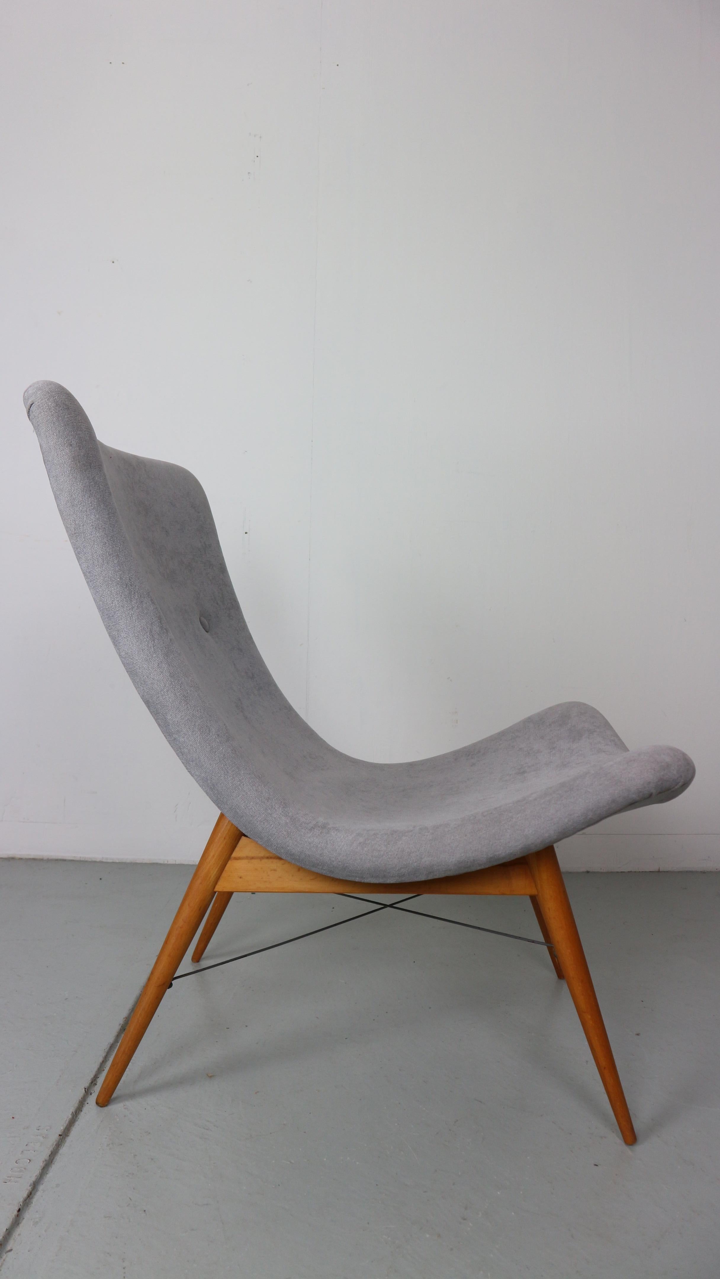 Mid-20th Century Two Lounge Chairs by Miroslav Navratil, Newly upholstered, 1959s For Sale