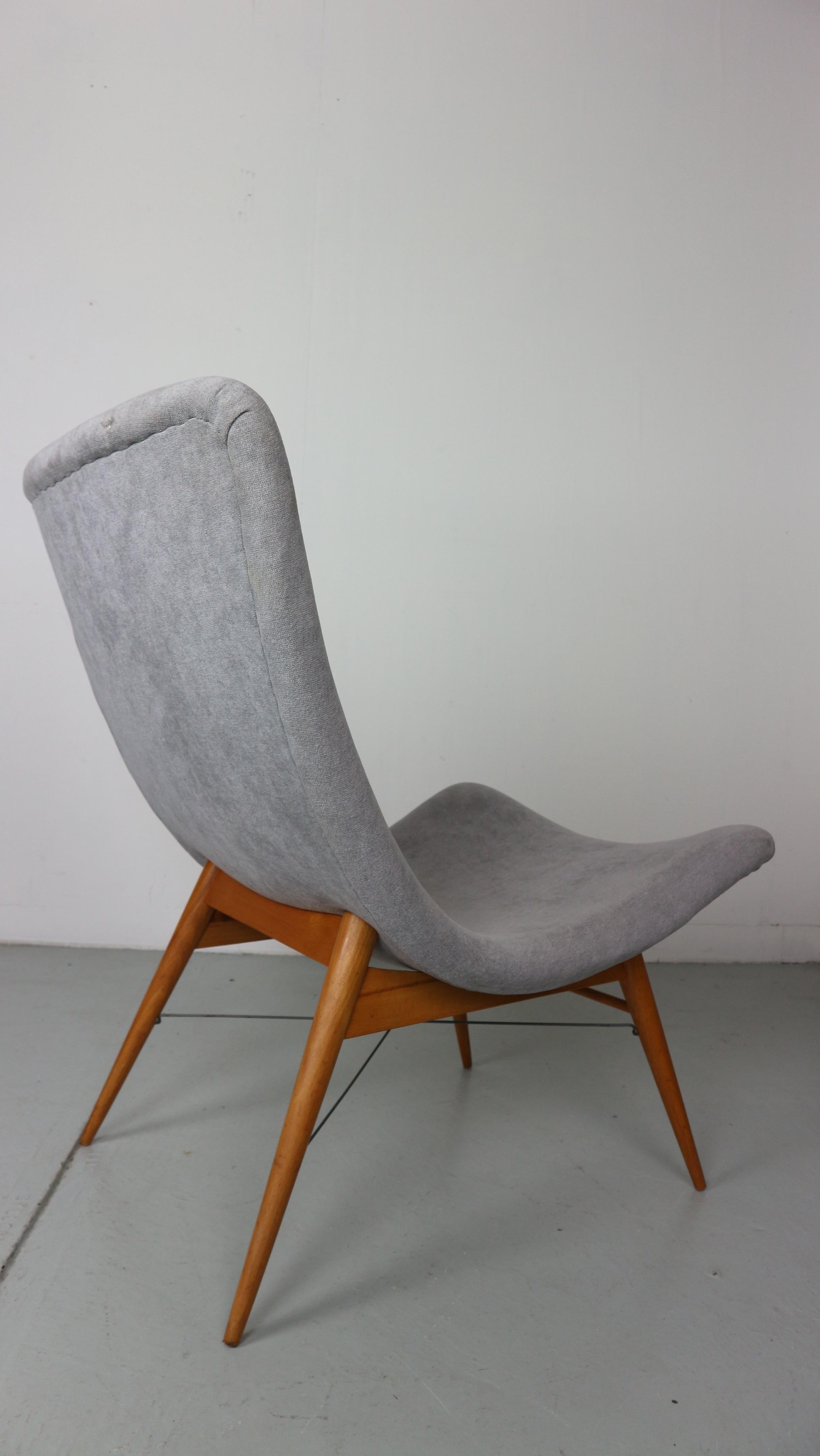 Fabric Two Lounge Chairs by Miroslav Navratil, Newly upholstered, 1959s For Sale