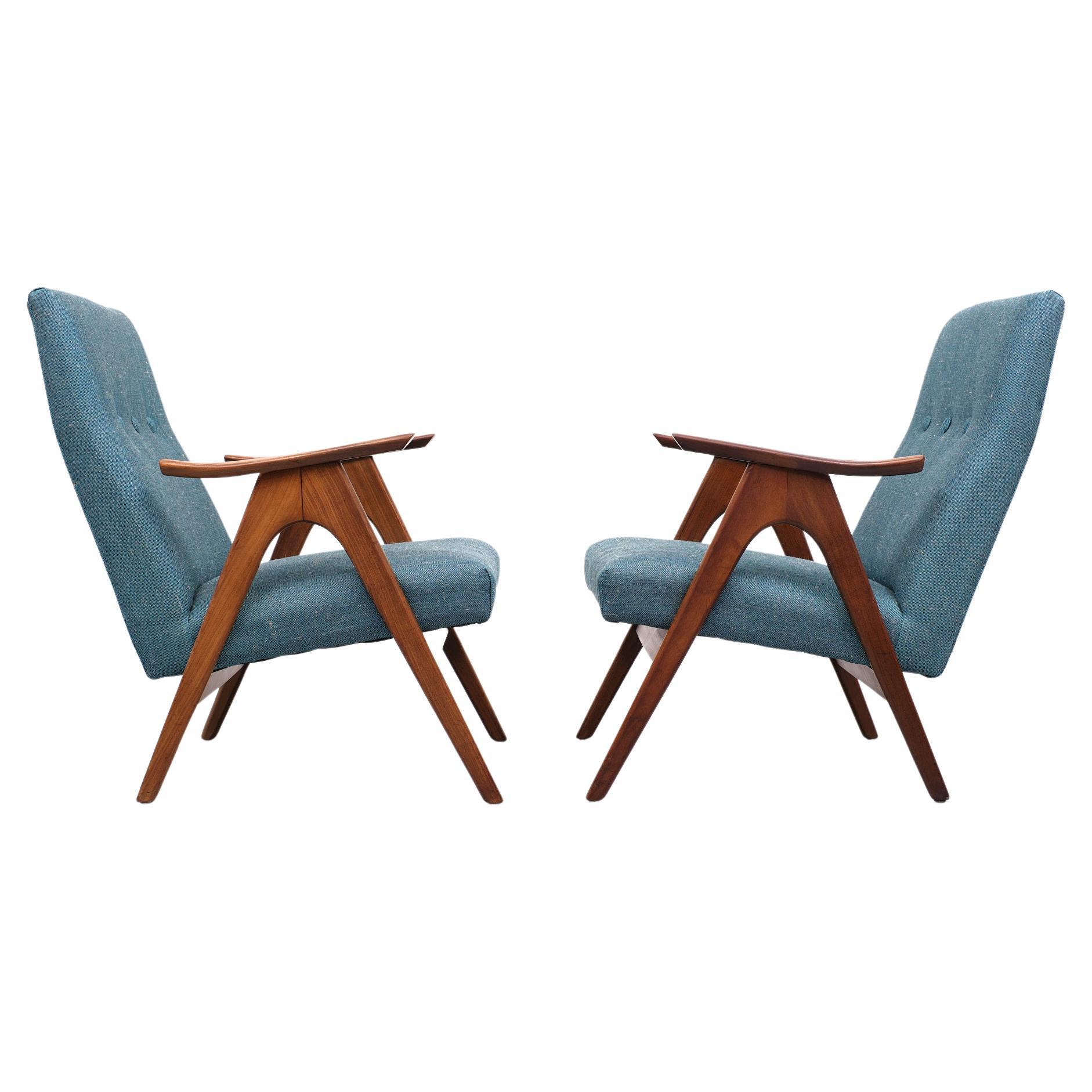 Two Lounge Chairs Louis Van Teeffelen, 1960s, Dutch 