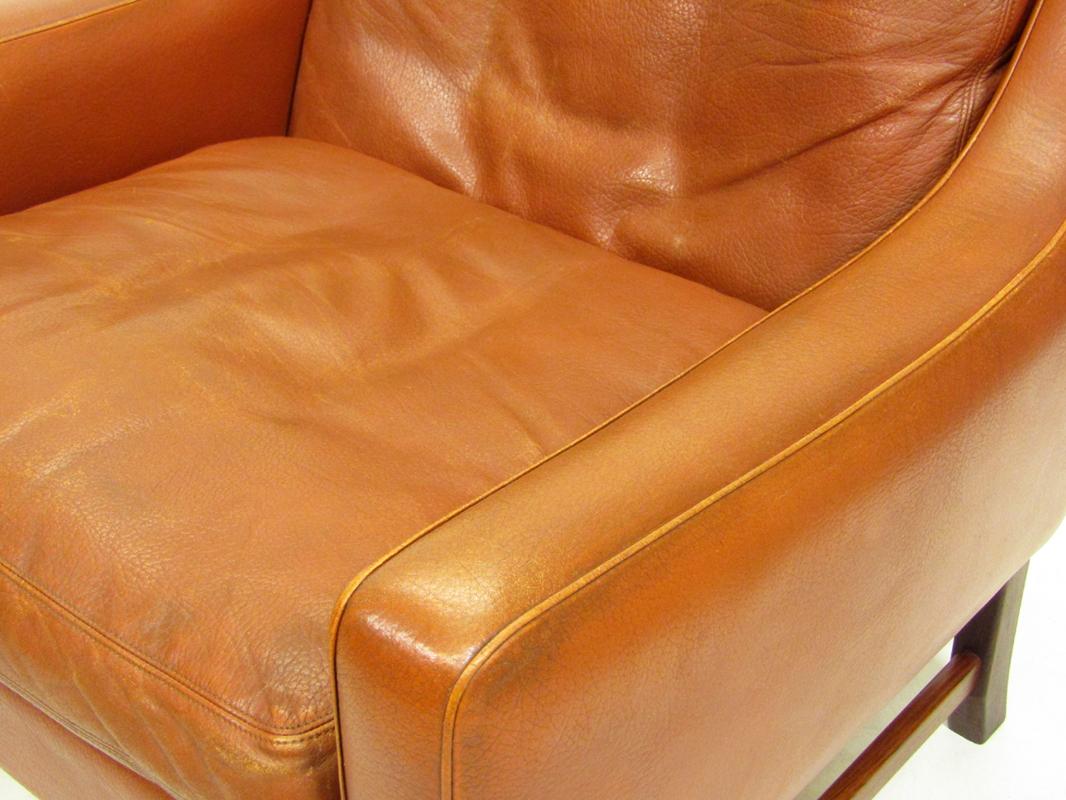Two Lounge Club Chairs in Cognac Leather by Fredrik Kayser 4