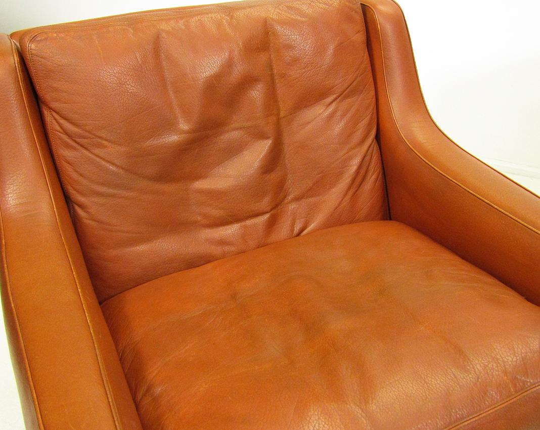 Two Lounge Club Chairs in Cognac Leather by Fredrik Kayser 1