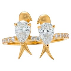 Two Love birds 14k Gold Ring