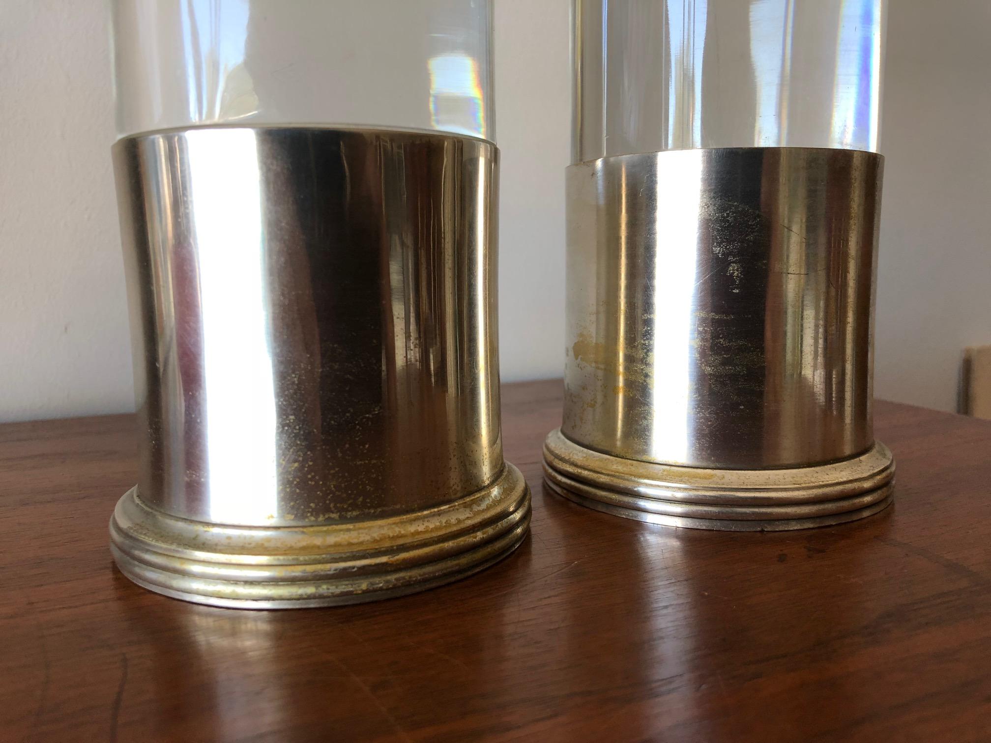 American Two Lucite Candlesticks For Sale