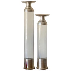 Two Lucite Candlesticks