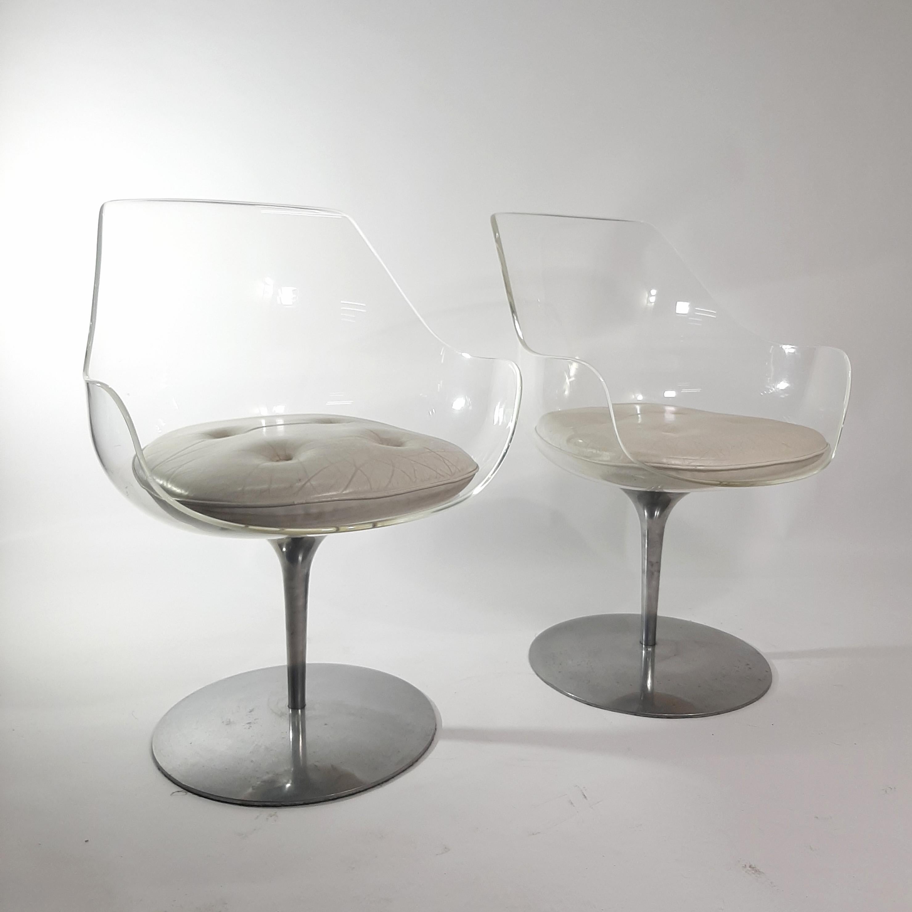 Mid-Century Modern two lucite Champagner chairs designed by Erwine & Estelle Laverne, ca. 1960 For Sale