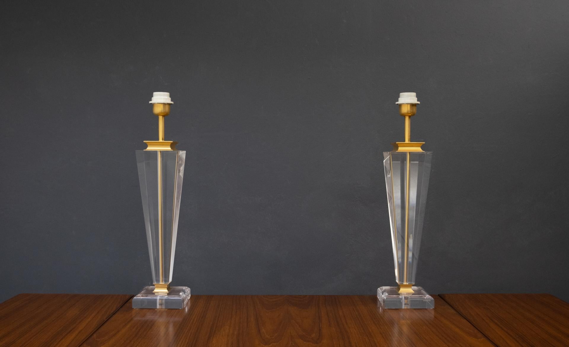 Two Lucite Table Lamps Regency Style 1970s  3