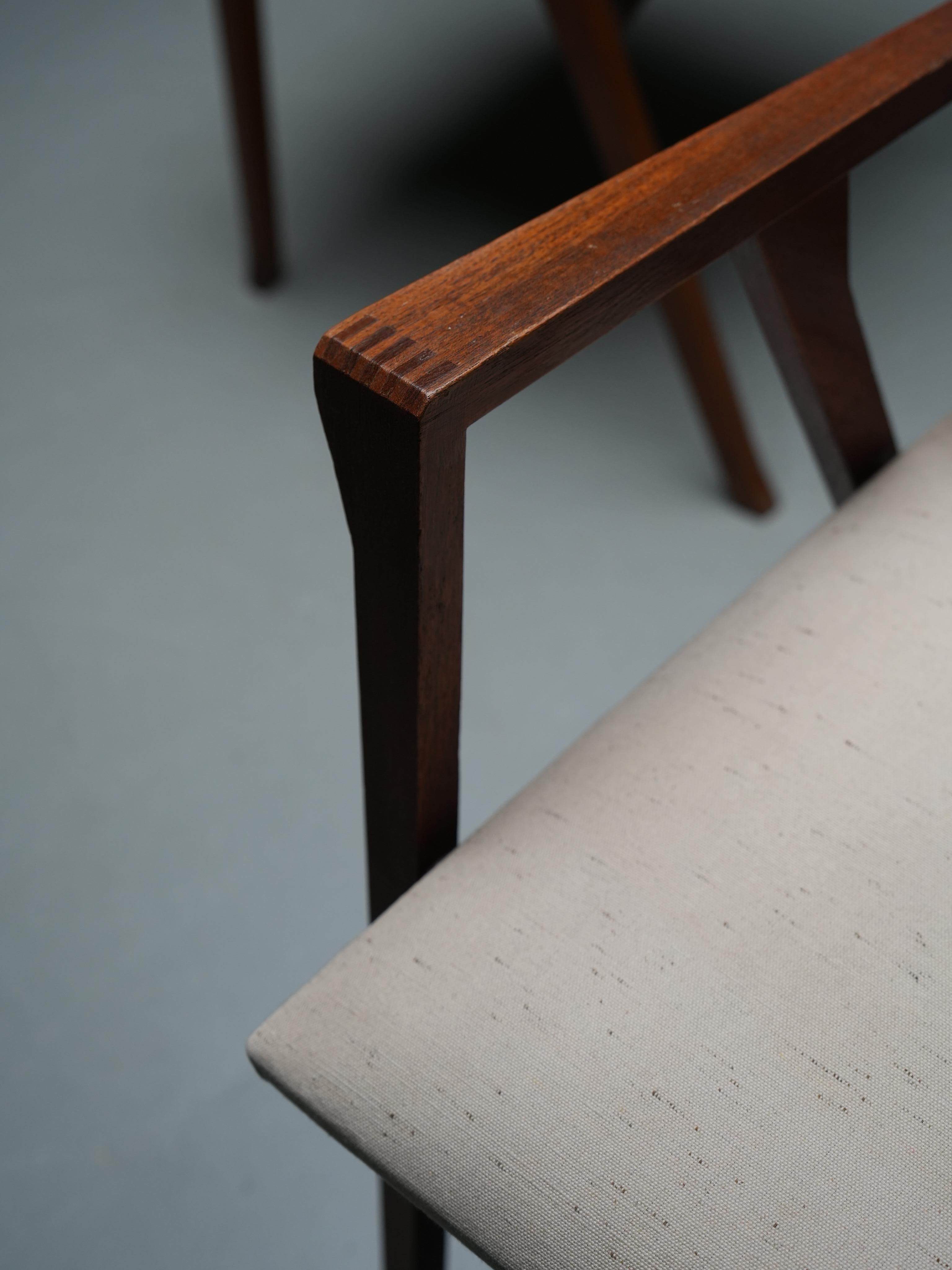 Mid-20th Century Two 'Luisa' Armchairs by Franco Albini in Oak, Metal and Fabric, Italy, 1949 For Sale