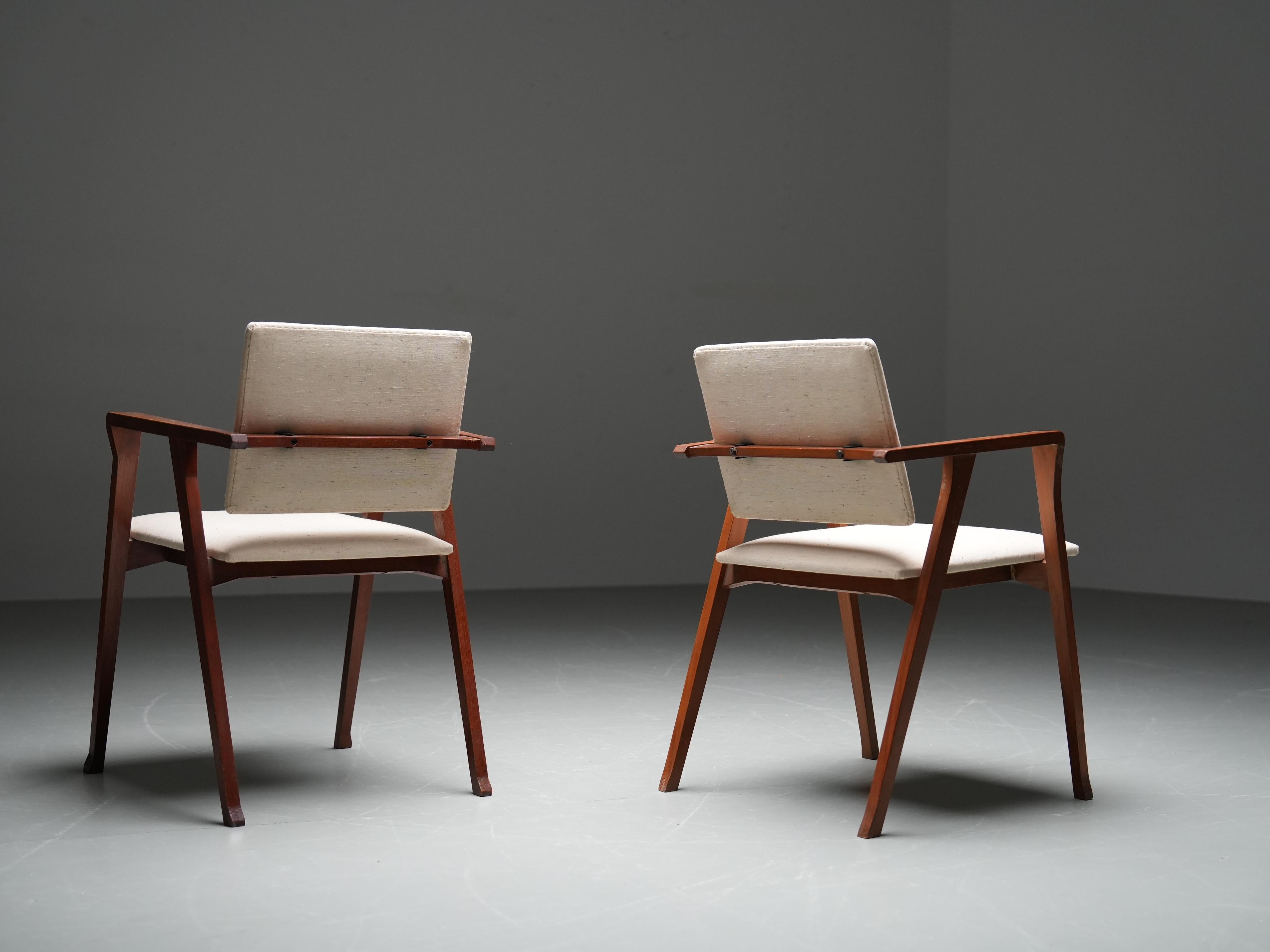 Two 'Luisa' Armchairs by Franco Albini in Oak, Metal and Fabric, Italy, 1949 For Sale 2