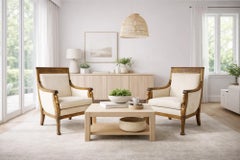 Two Mahogany Armchairs from the Early 20th Century in Light Upholstery