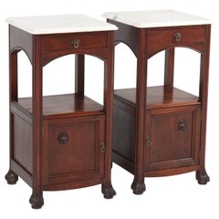 Two Mahogany French Art Nouveau Nightstands or Bedside Tables, 1900s