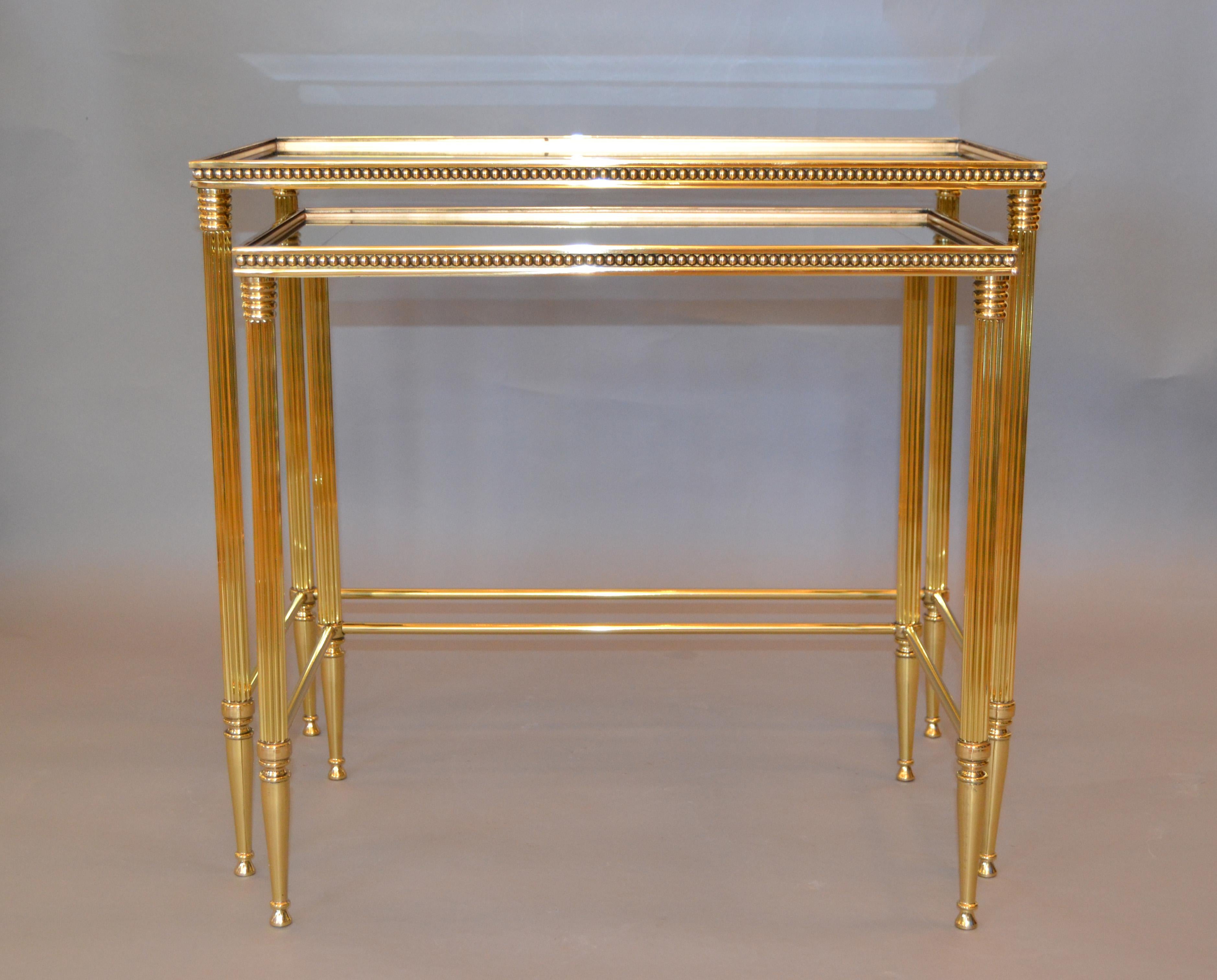 Two Maison Jansen French Brass Nesting Tables 3