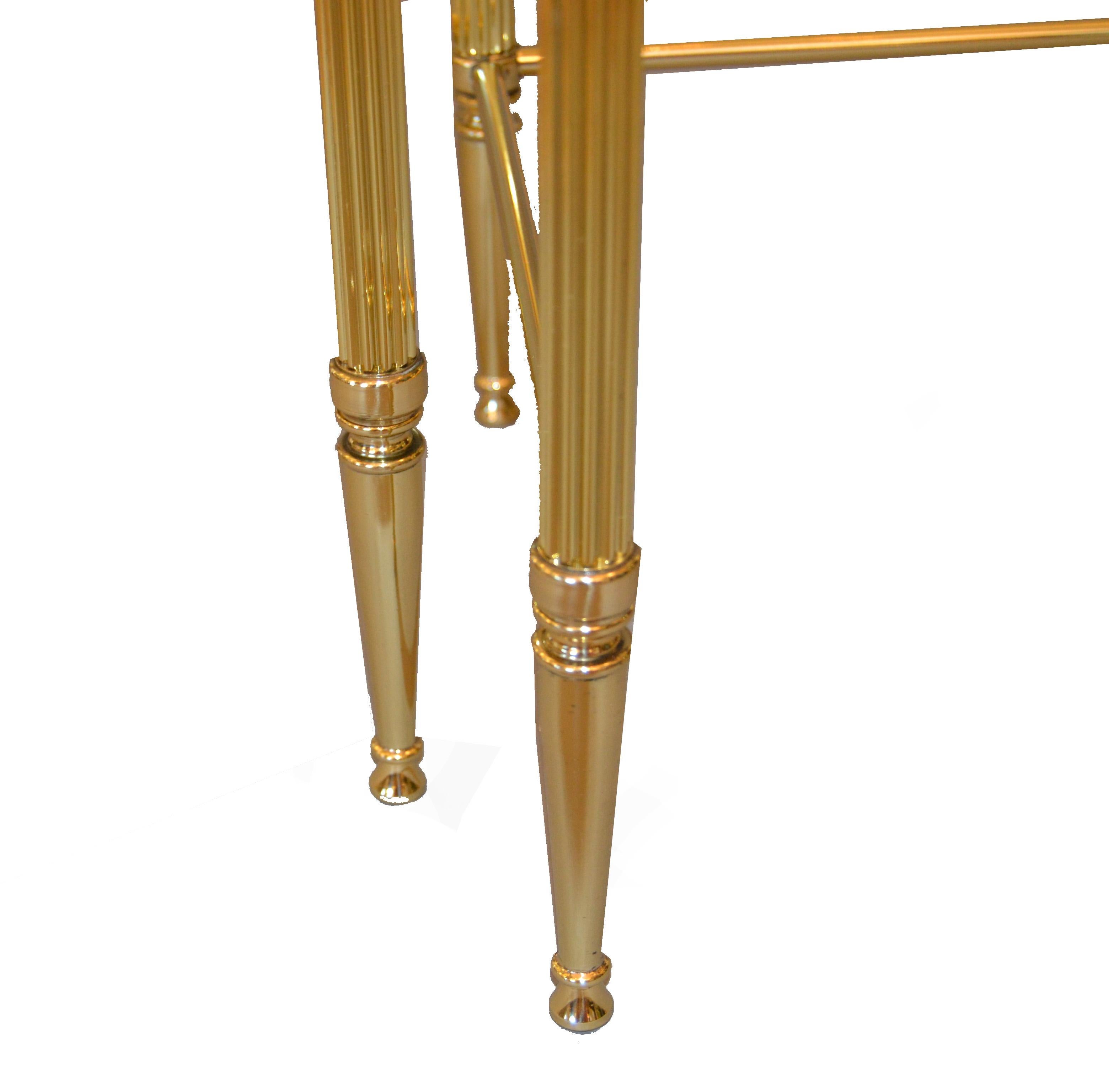 20th Century Two Maison Jansen French Brass Nesting Tables