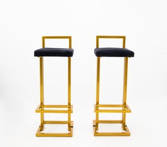 Two Maison Jansen Gold Bar Stools