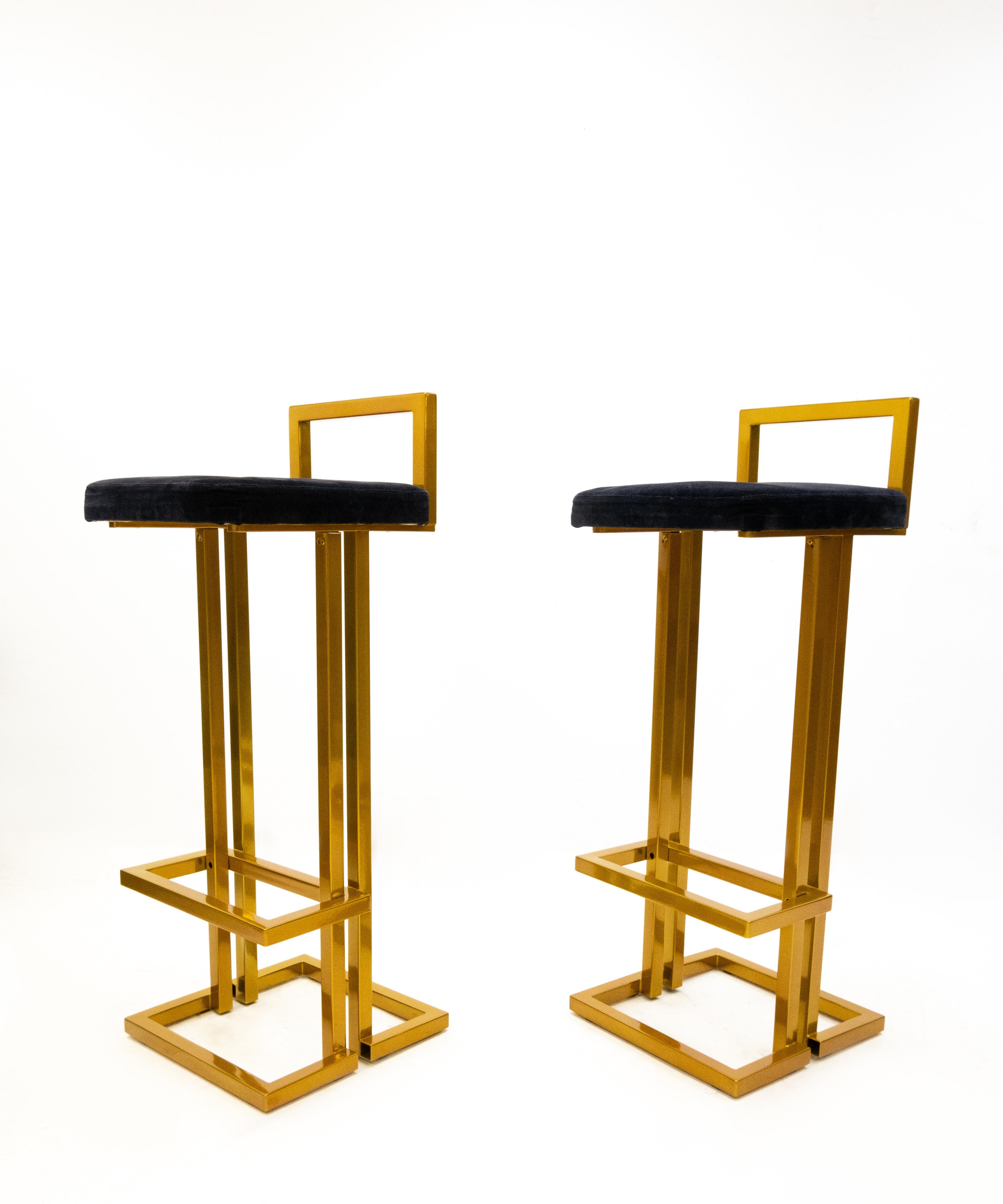 Two Maison Jansen Gold Bar Stools In Good Condition In Den Haag, NL