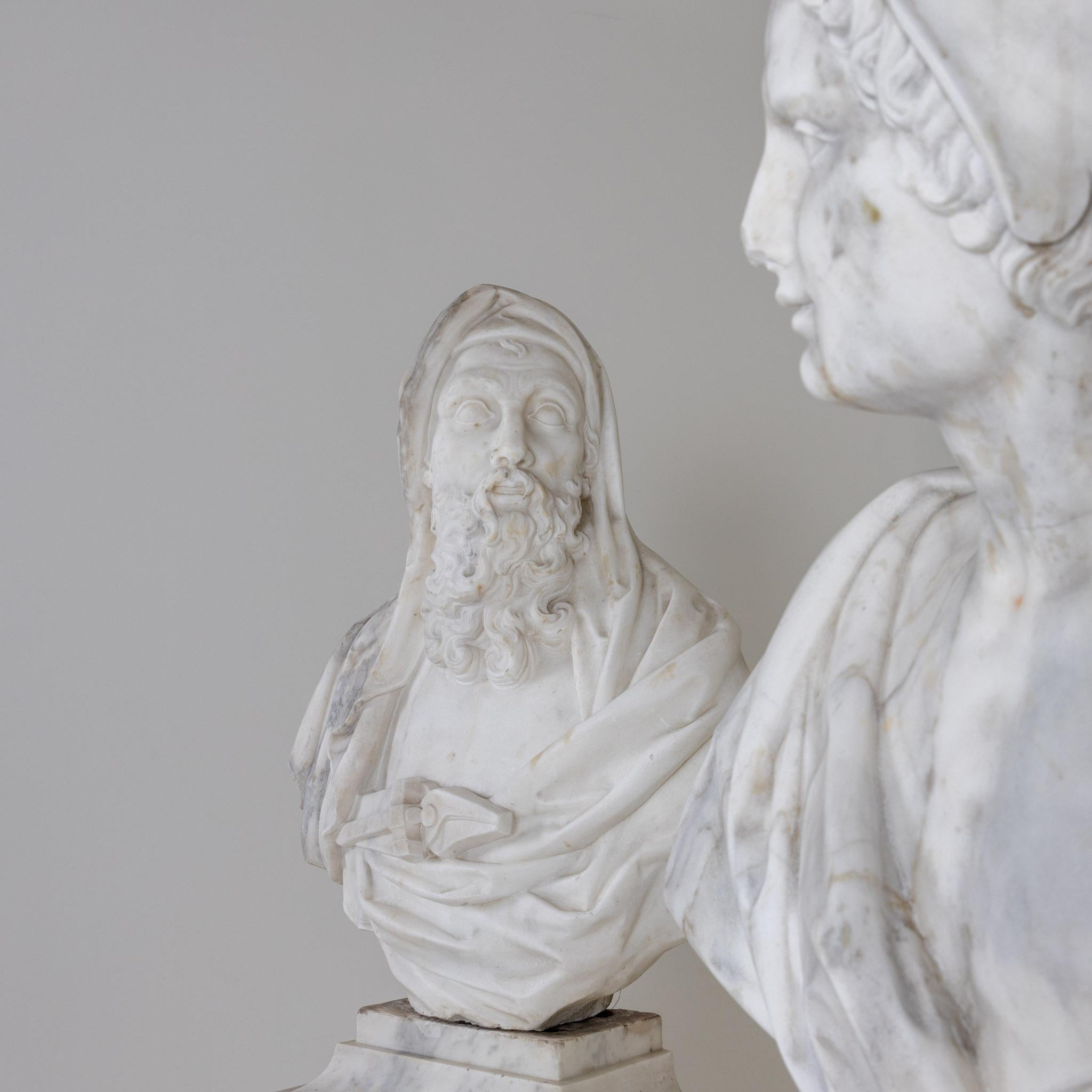Deux bustes en marbre, 18ème siècle en vente 3