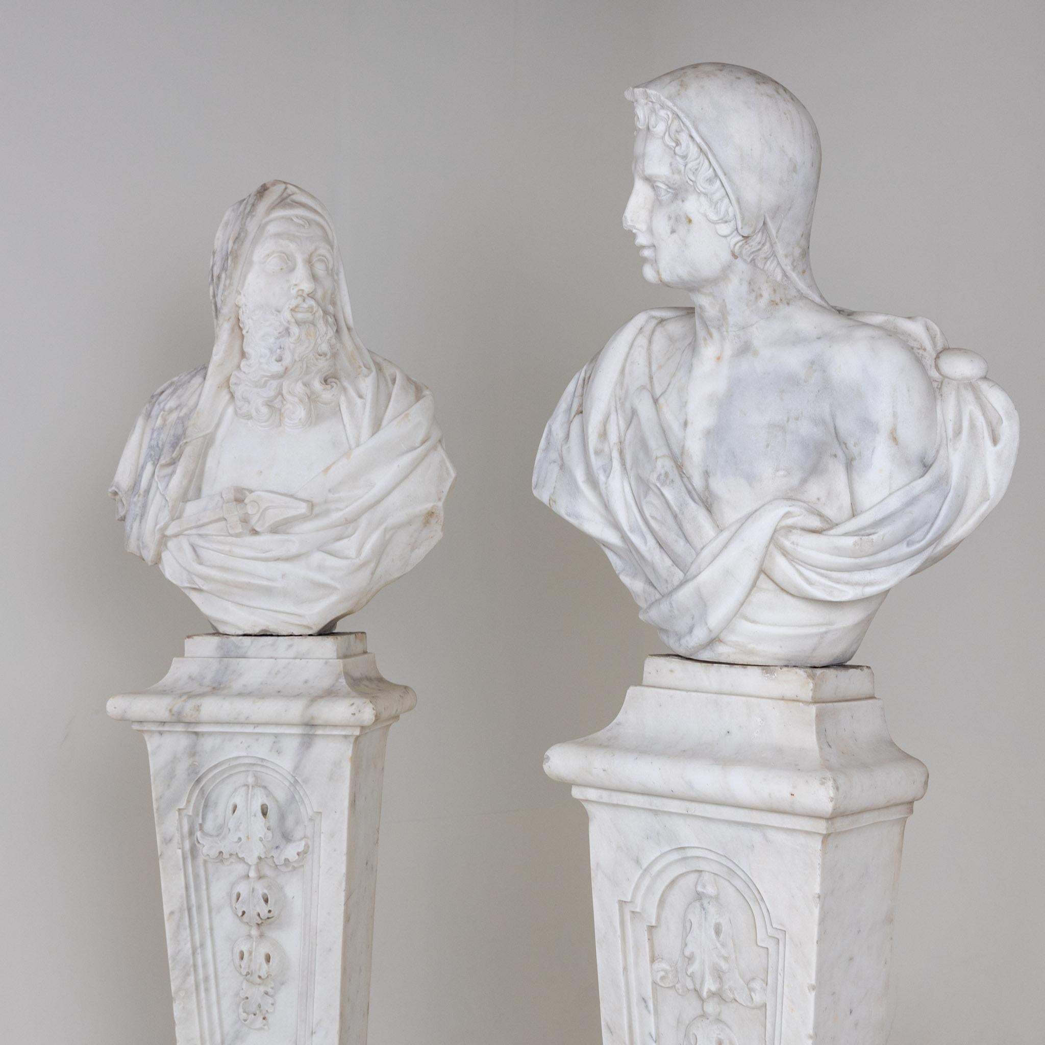 18th Century and Earlier Two Marble Busts, 18th Century For Sale