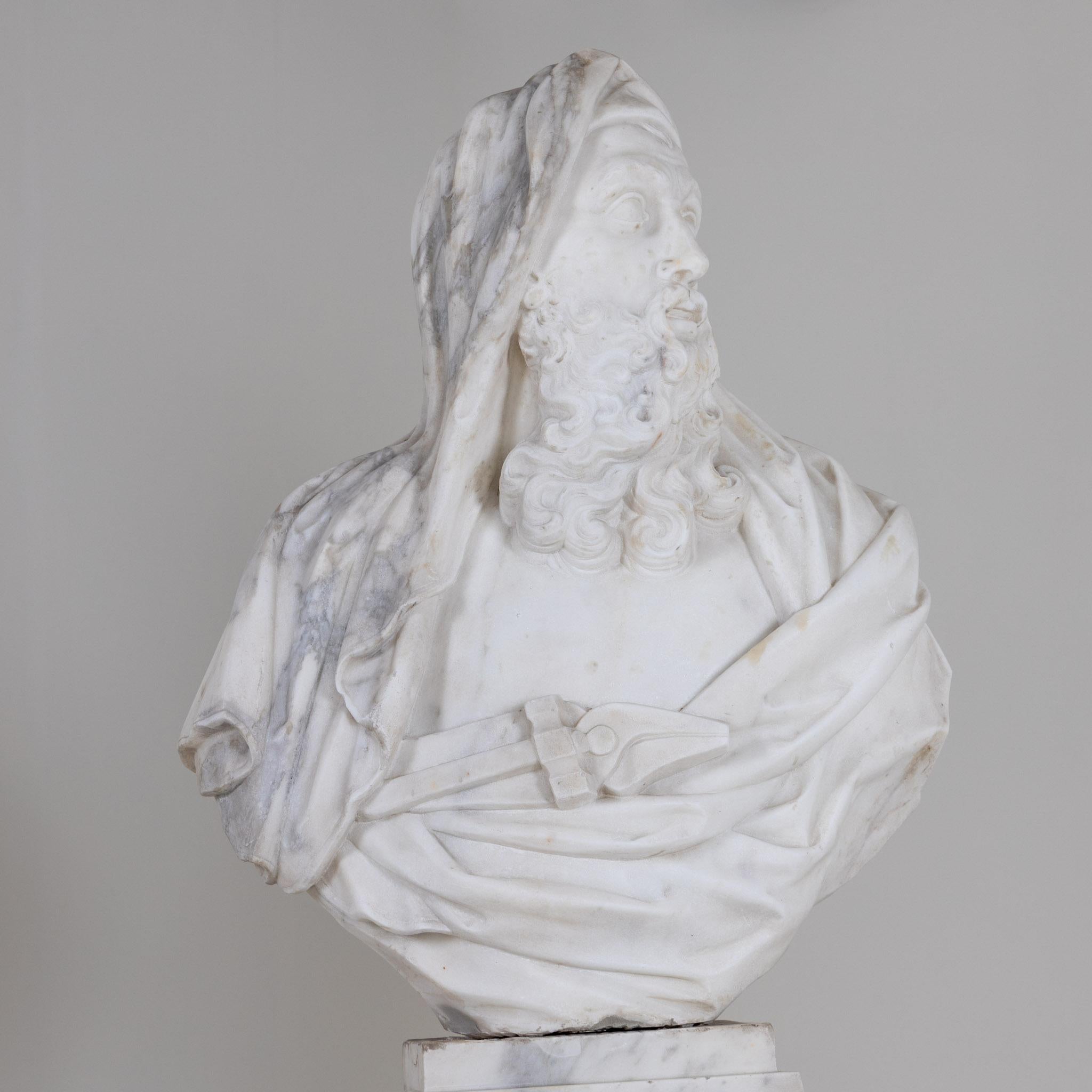 Deux bustes en marbre, 18ème siècle en vente 1