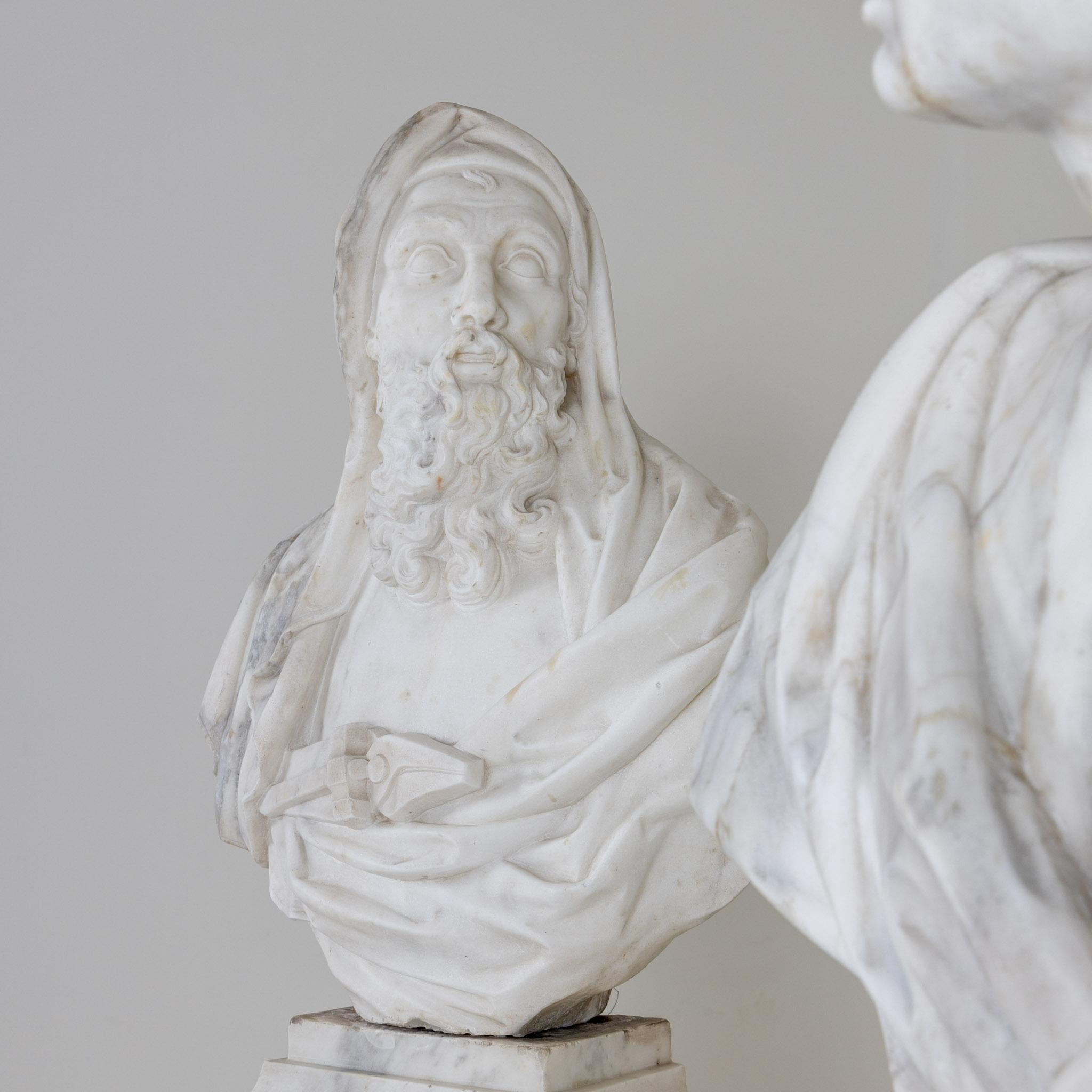 Deux bustes en marbre, 18ème siècle en vente 2