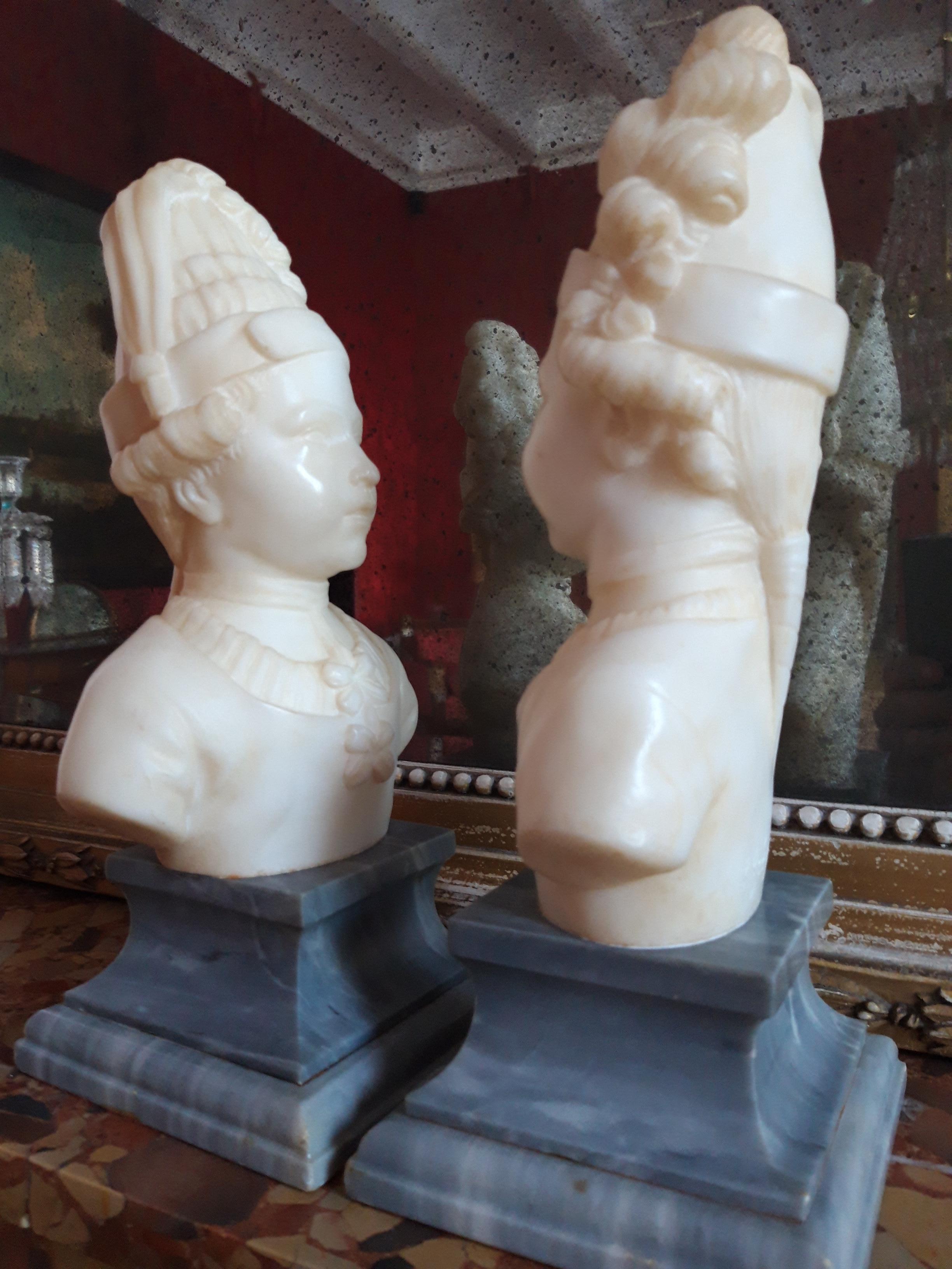 Baroque Two Marble Statues Signed L. Gregoire For Sale