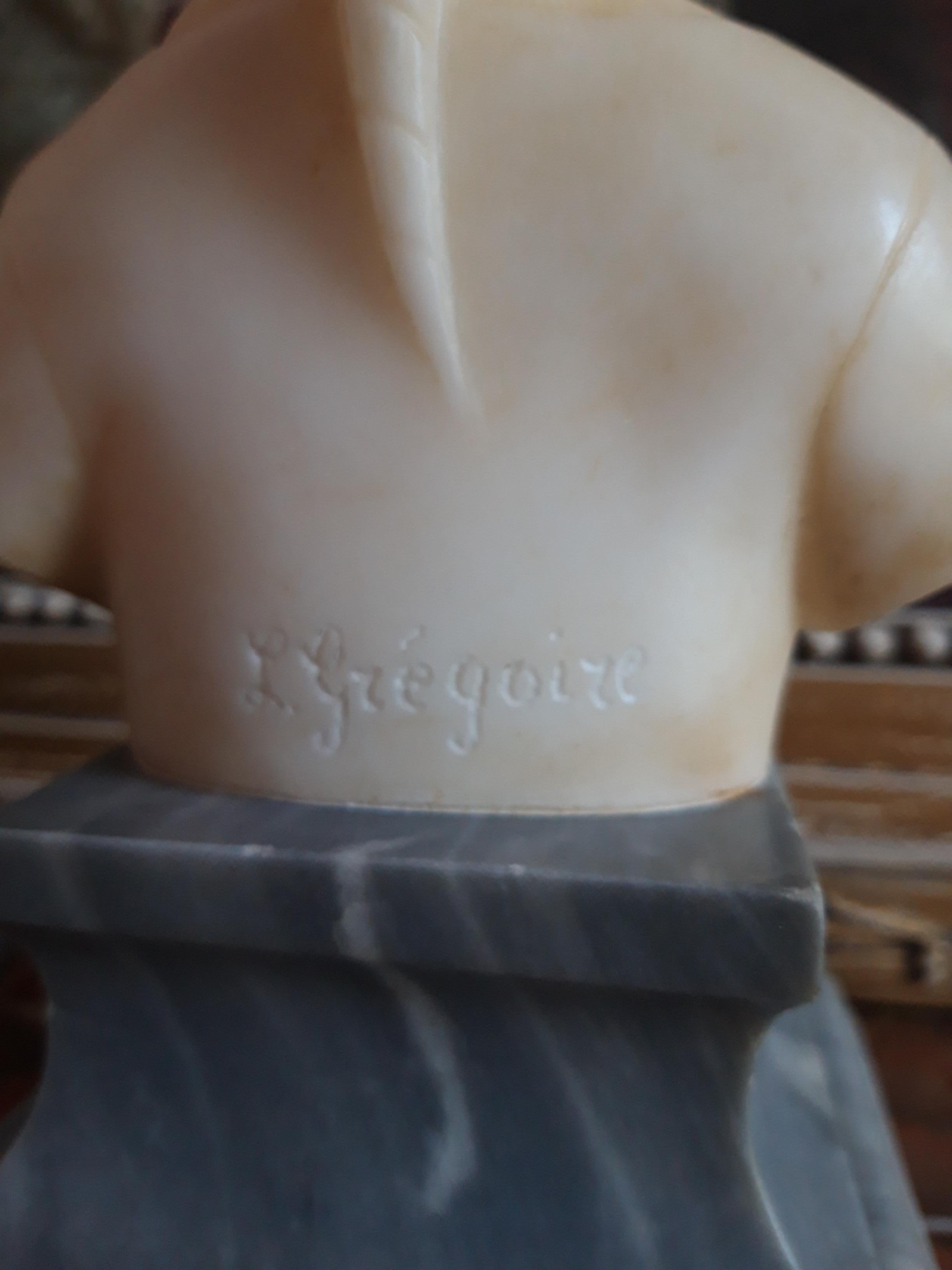 19th Century Two Marble Statues Signed L. Gregoire For Sale