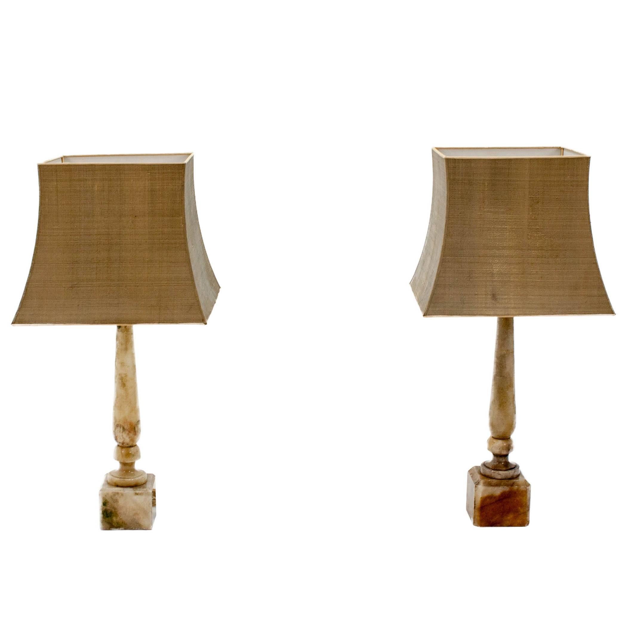 Two Marble Table Lamps
