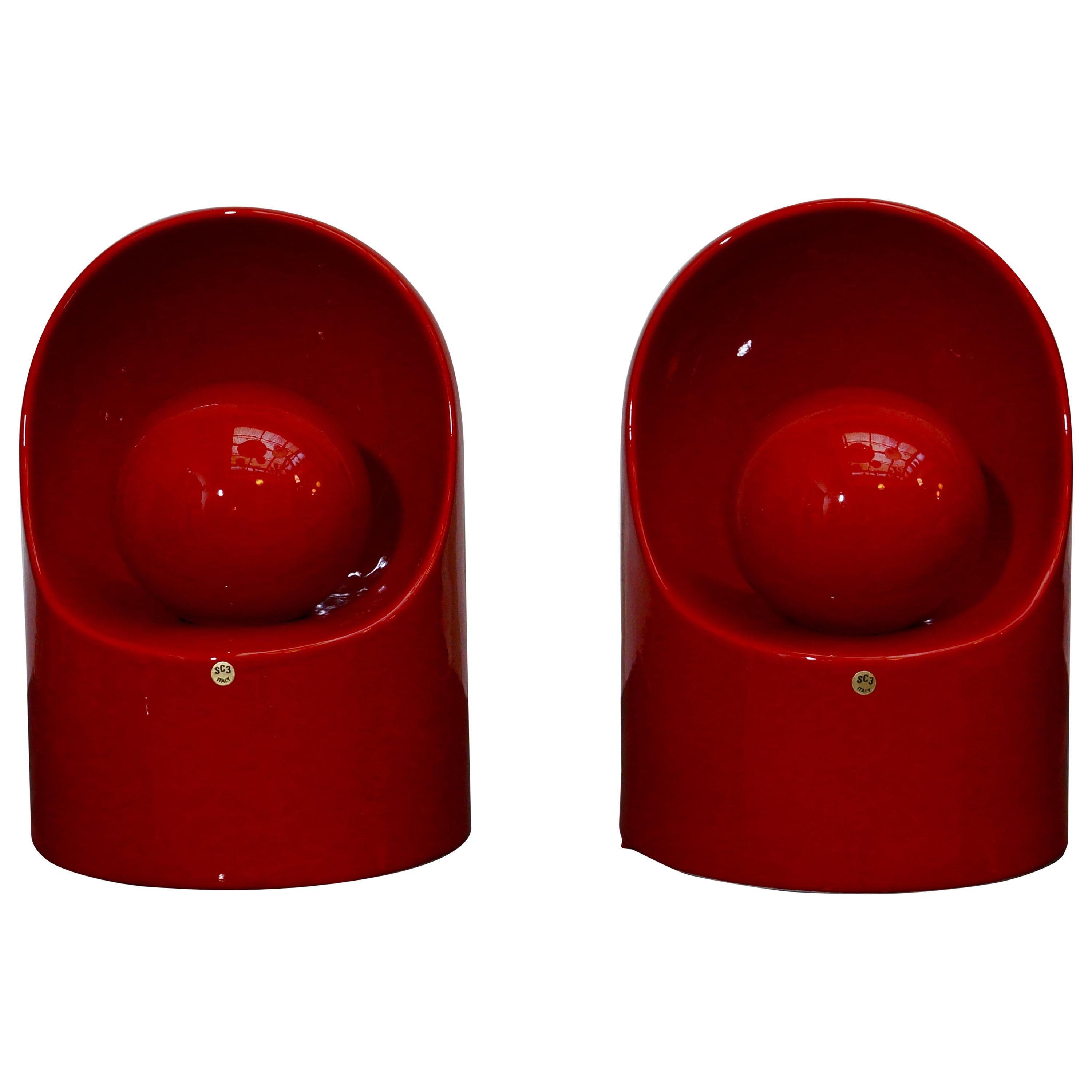 Dos lámparas de mesa Marcello Cuneo de cerámica en venta