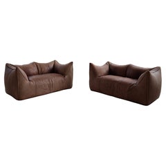 Used Two Mario Bellini Sofas Model 'Le Bambole' for B&B Italia in brown leather 1977