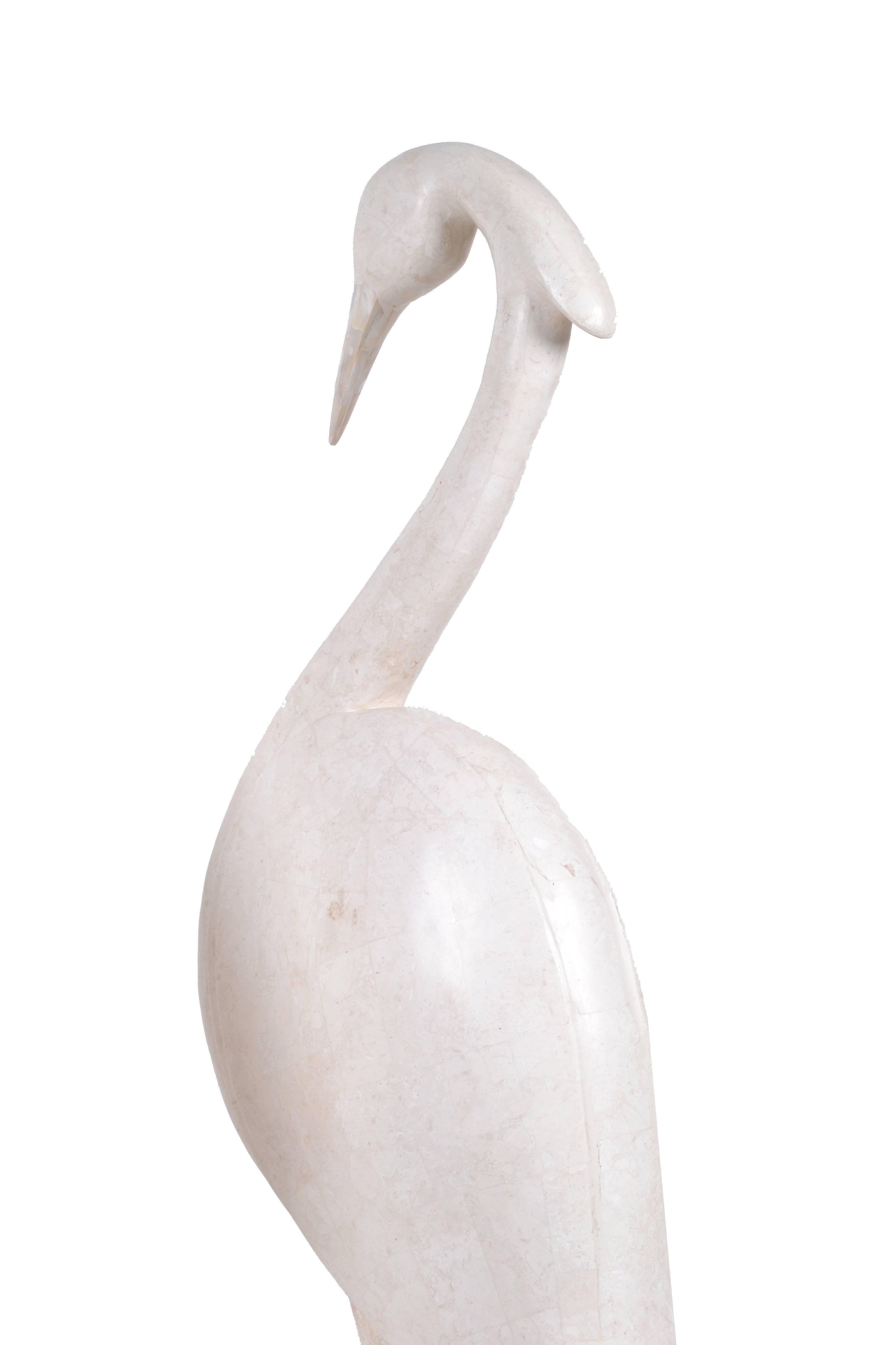 Américain Deux oiseaux de la collection Marquis de Beverly Hills, pierre blanche ivoire et pierre fossile en vente