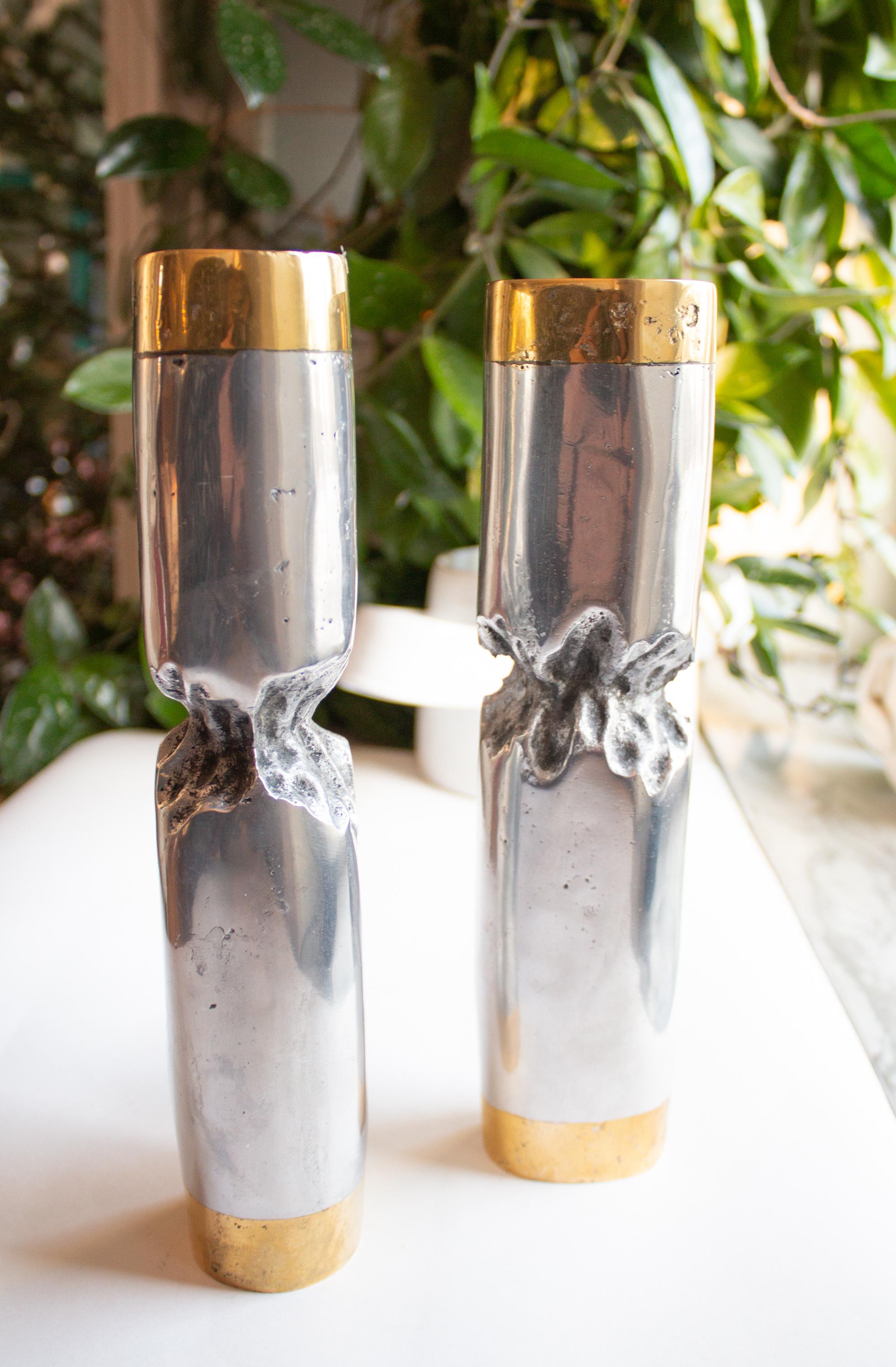 Two Massive Brutalist Candlesticks by David Marshall For Sale 2