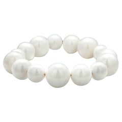 Two Matched White Agate Bead Bracelet
