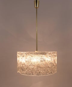 Kalmar Vienna Two Tambour Drum Brass & Glass Midcentury Chandeliers, 1960s