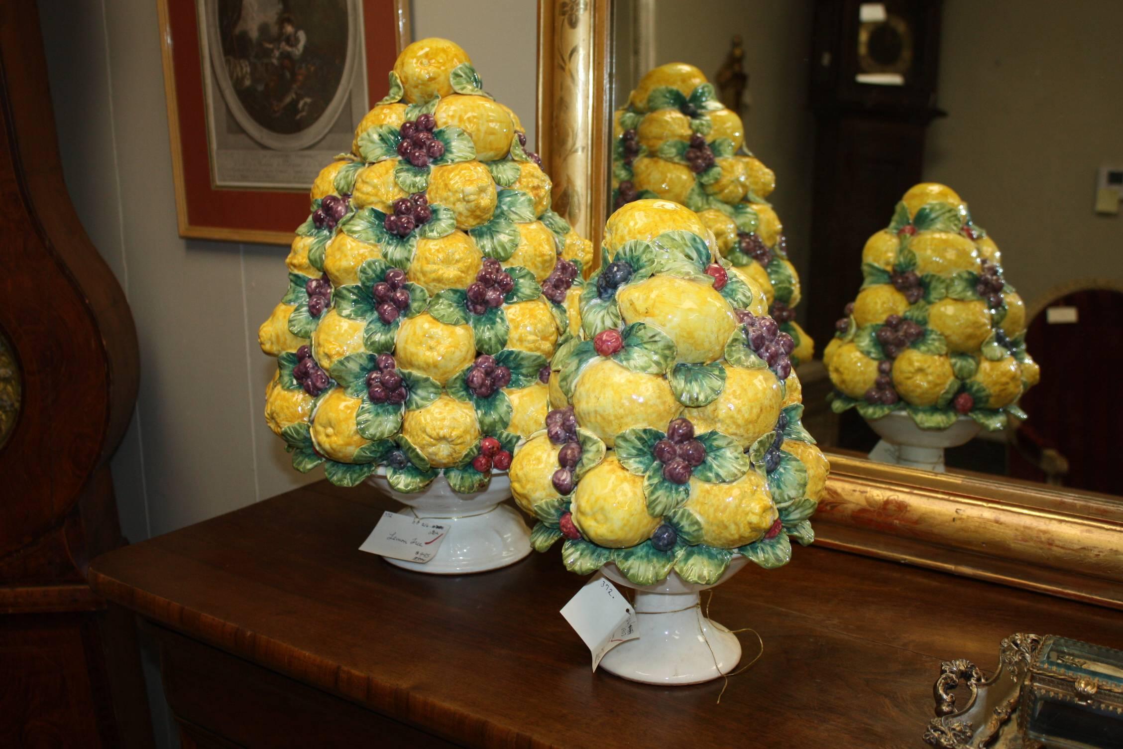 Mid-Century Italian fruit topiary. The large one is 20