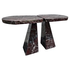 Two Matching Modern Marble End Tables