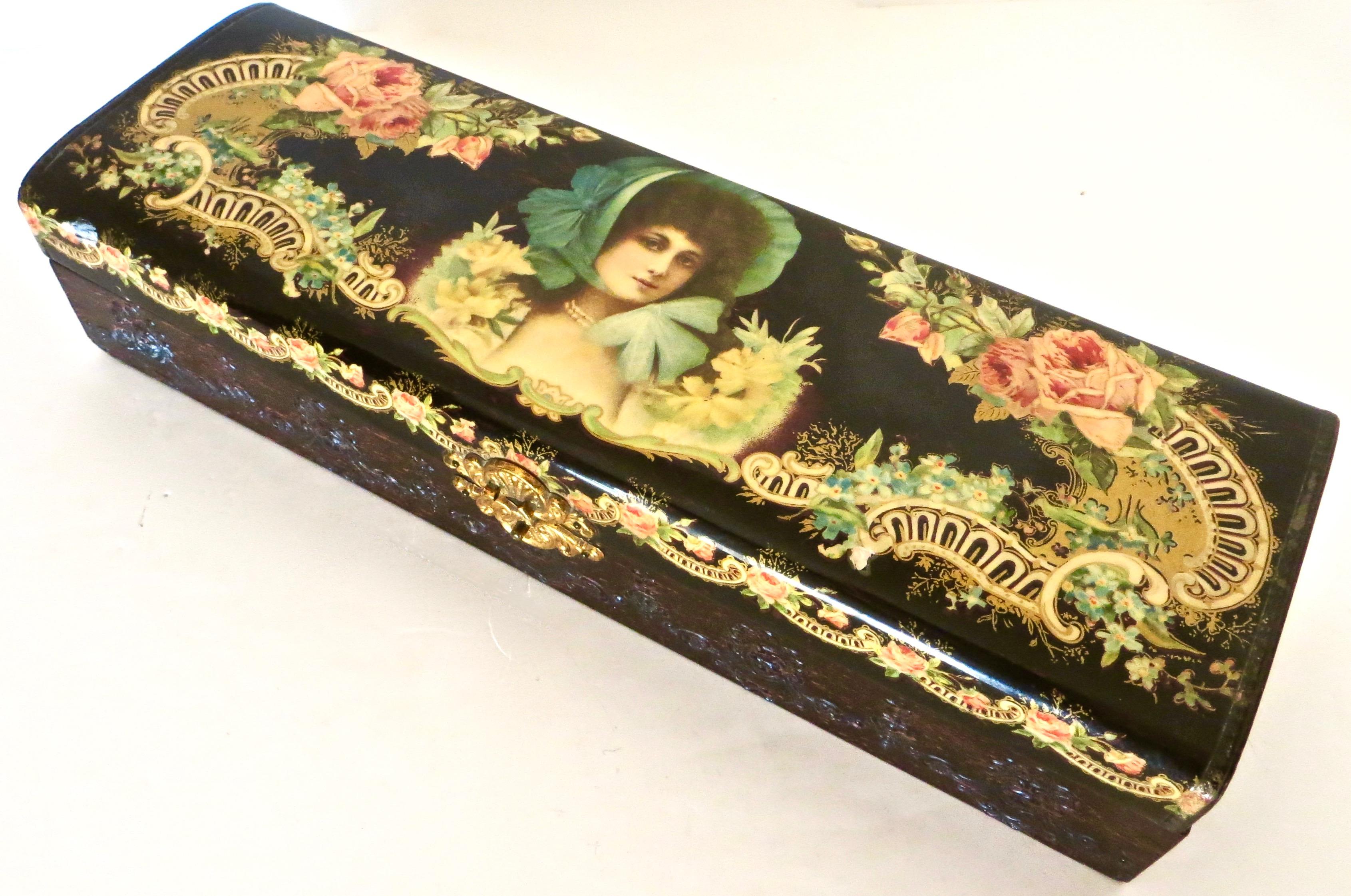 Two Matching Victorian Celluloid Boxes 'Jewelry Box & Glove Box', circa 1890 For Sale 1